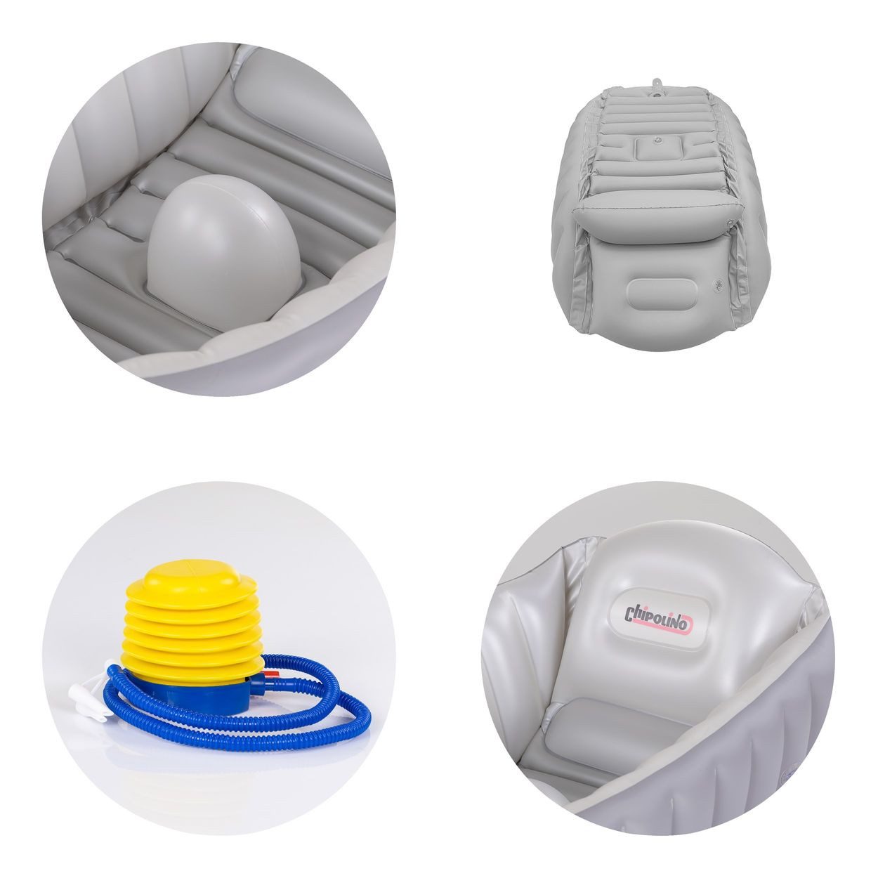 Chipolino Babybadewanne Baby Cloud, aufblasbar, integrierter Sitz, inklusive Pumpe, platzsparend – Bild 5 von 5