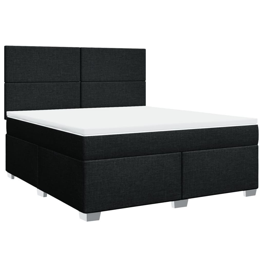 Bett Boxspringbett mit Matratze Schwarz 180x200 cm Stoff