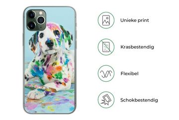 MuchoWow Handyhülle Hund - Farbe - Blau, Handyhülle Apple iPhone 11 Pro Max, Smartphone-Bumper, Print, Handy