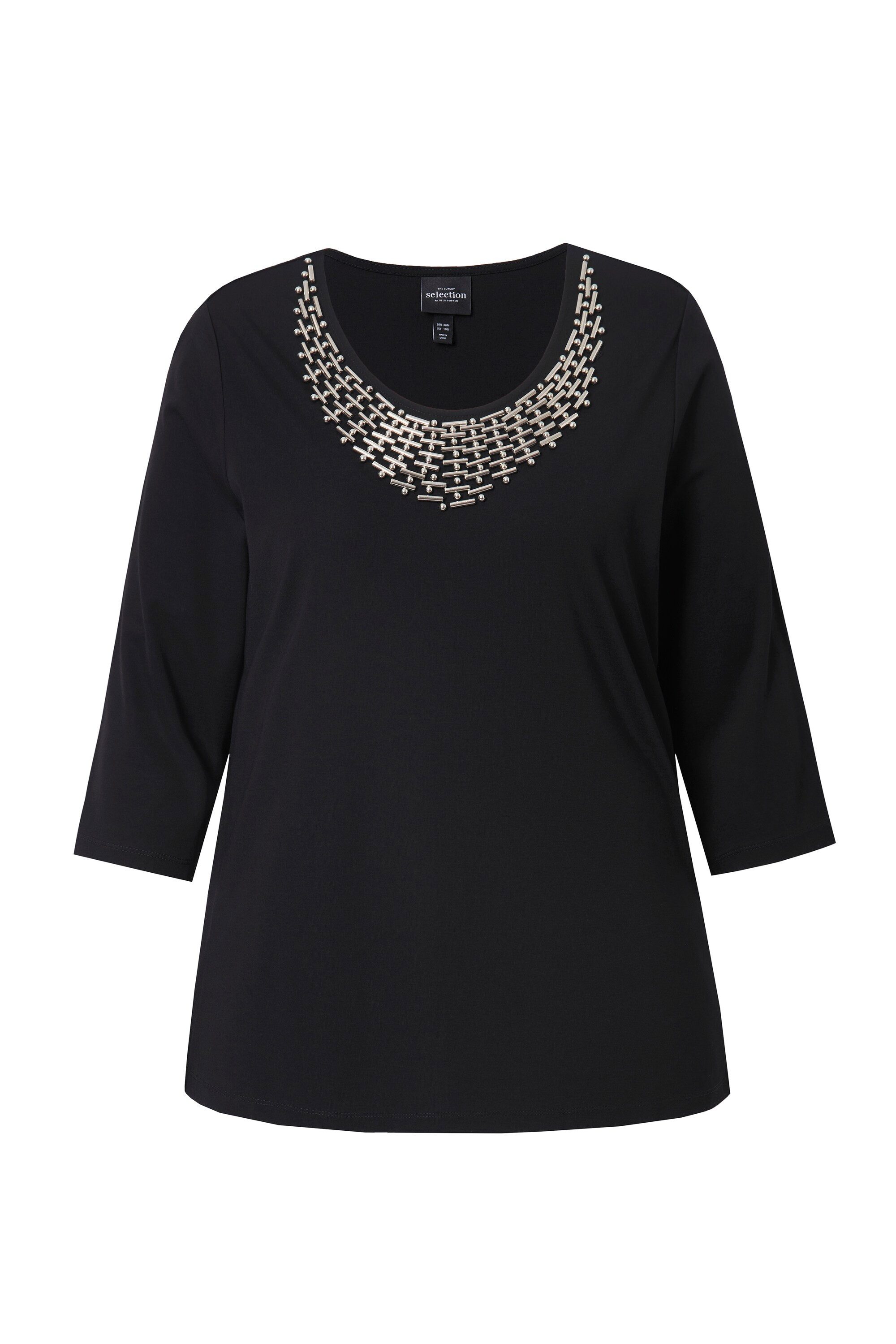 Ulla Popken T-Shirt Shirt Collier-Verzierung Classic günstig online kaufen