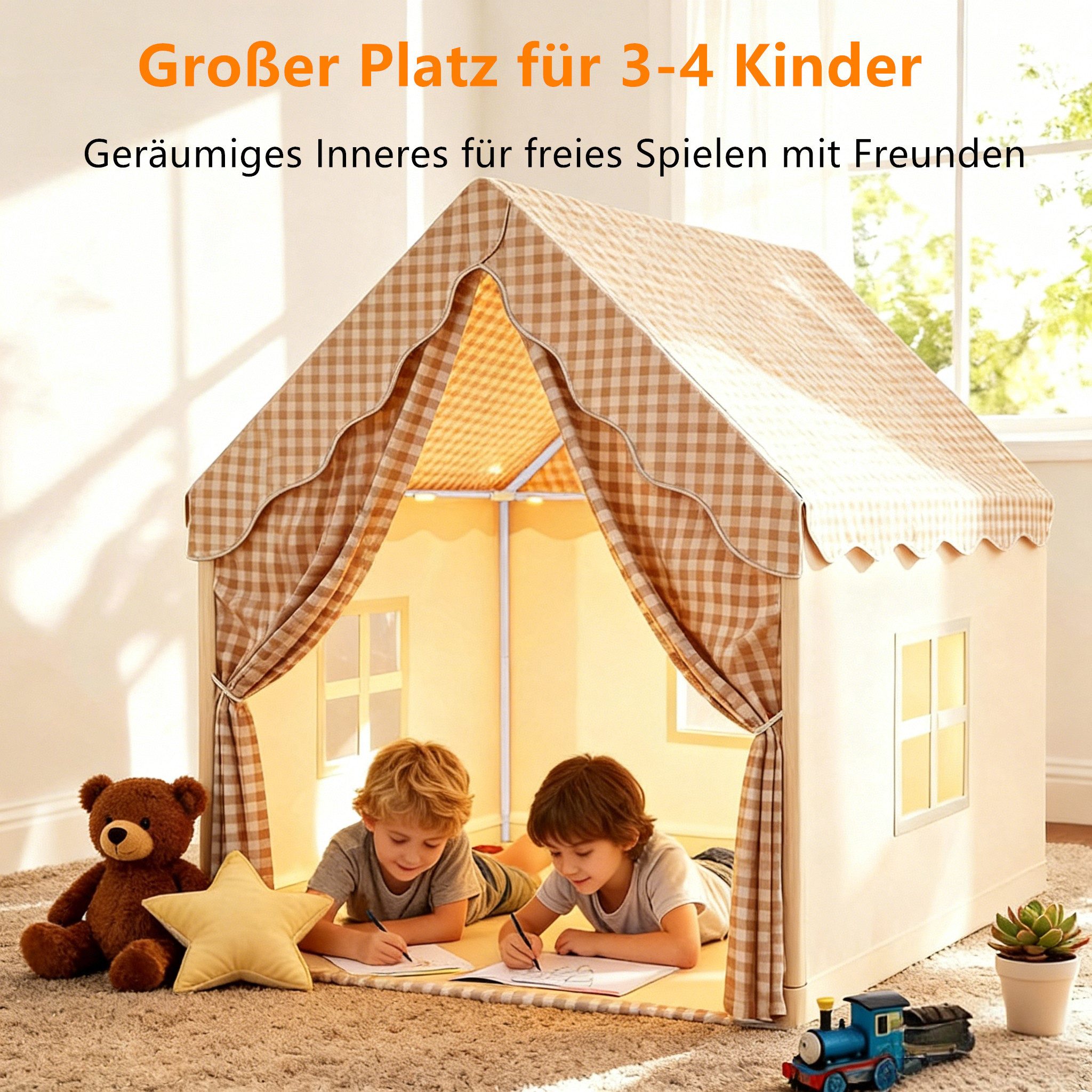 Spielzelt 2-in-1 Kinderzelt mit Matte Kinder Spielhaus Spielzelt