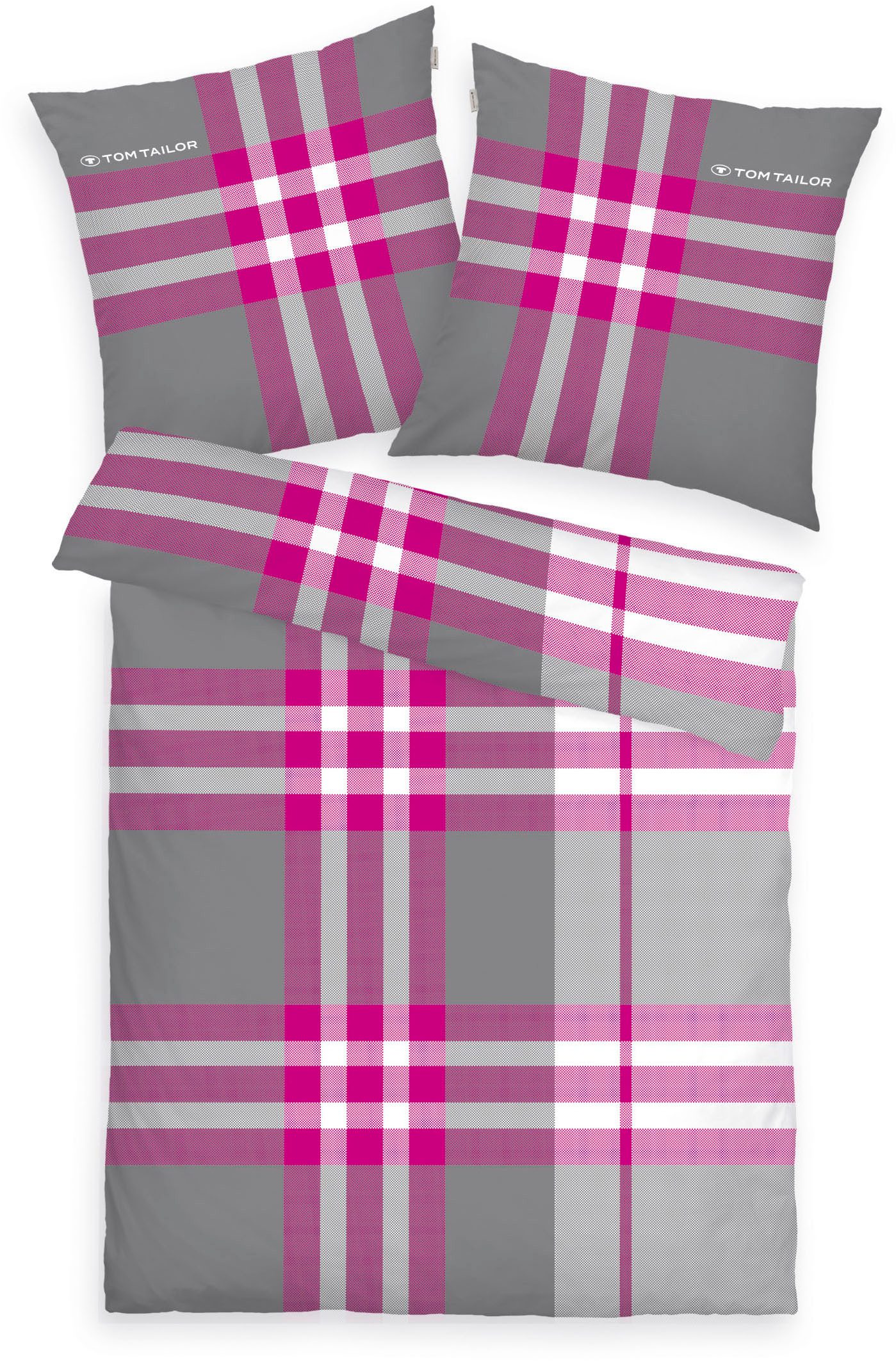 TOM TAILOR HOME Bettwäsche Nick in Gr. 135x200 oder 155x220 cm, Renforcé, 3 teilig, mit Gratiszugabe Gästehandtuch