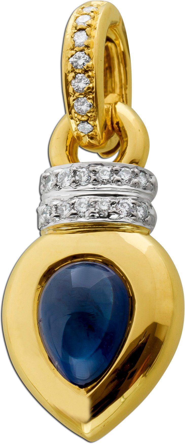 Saphir 750 ca.3,00-3,20ct Brillanten ca. Gelbgold blauer (1-tlg) 0 Ch.Abramowicz Kettenanhänger Anhänger