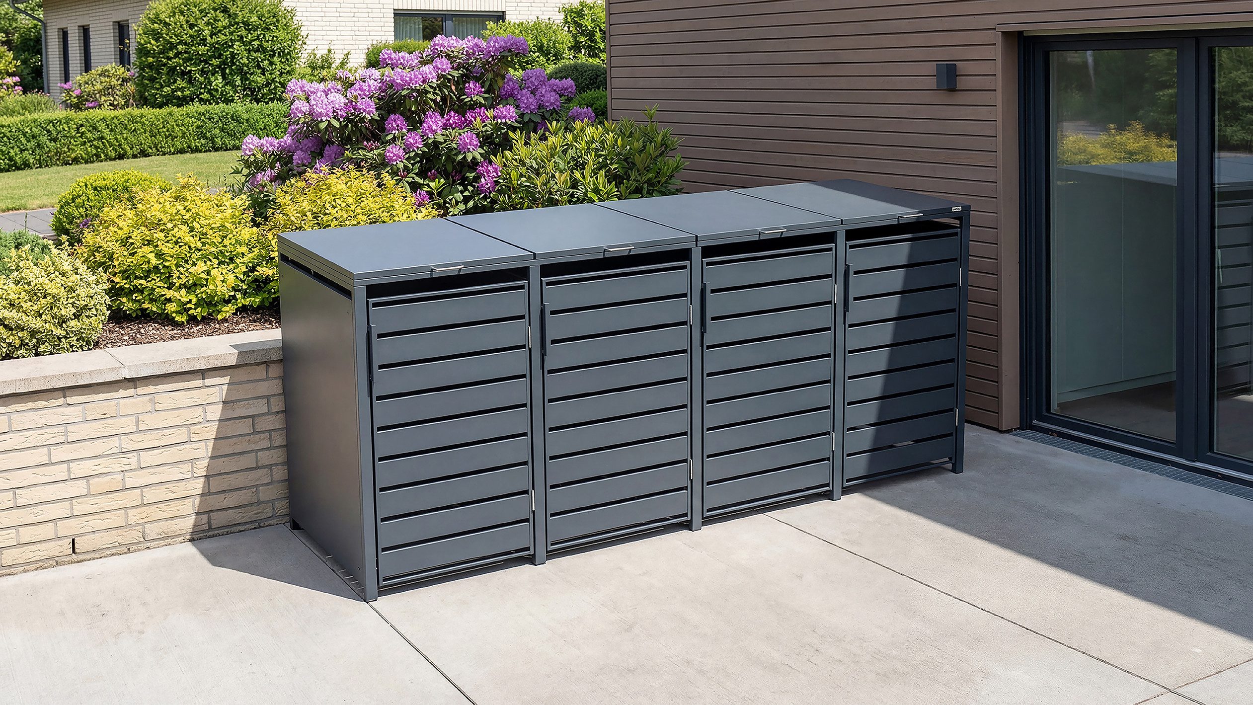 weka Mülltonnenbox Gary, Metall pulverbeschichtet, für 4 Mülltonnen, BxTxH: 265x80x116 cm