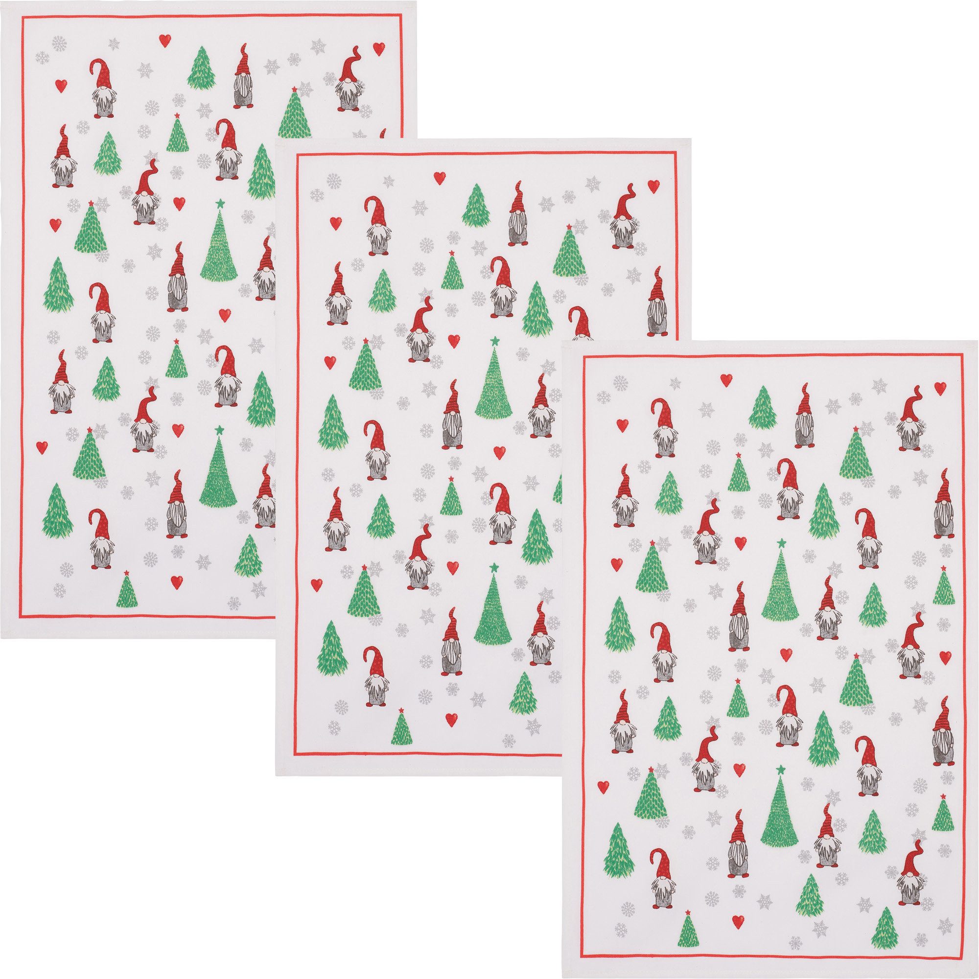 Kracht Geschirrtuch Geschirrtuch "Wichtelwald" im 3er-Pack, Baumwolle Motiv günstig online kaufen