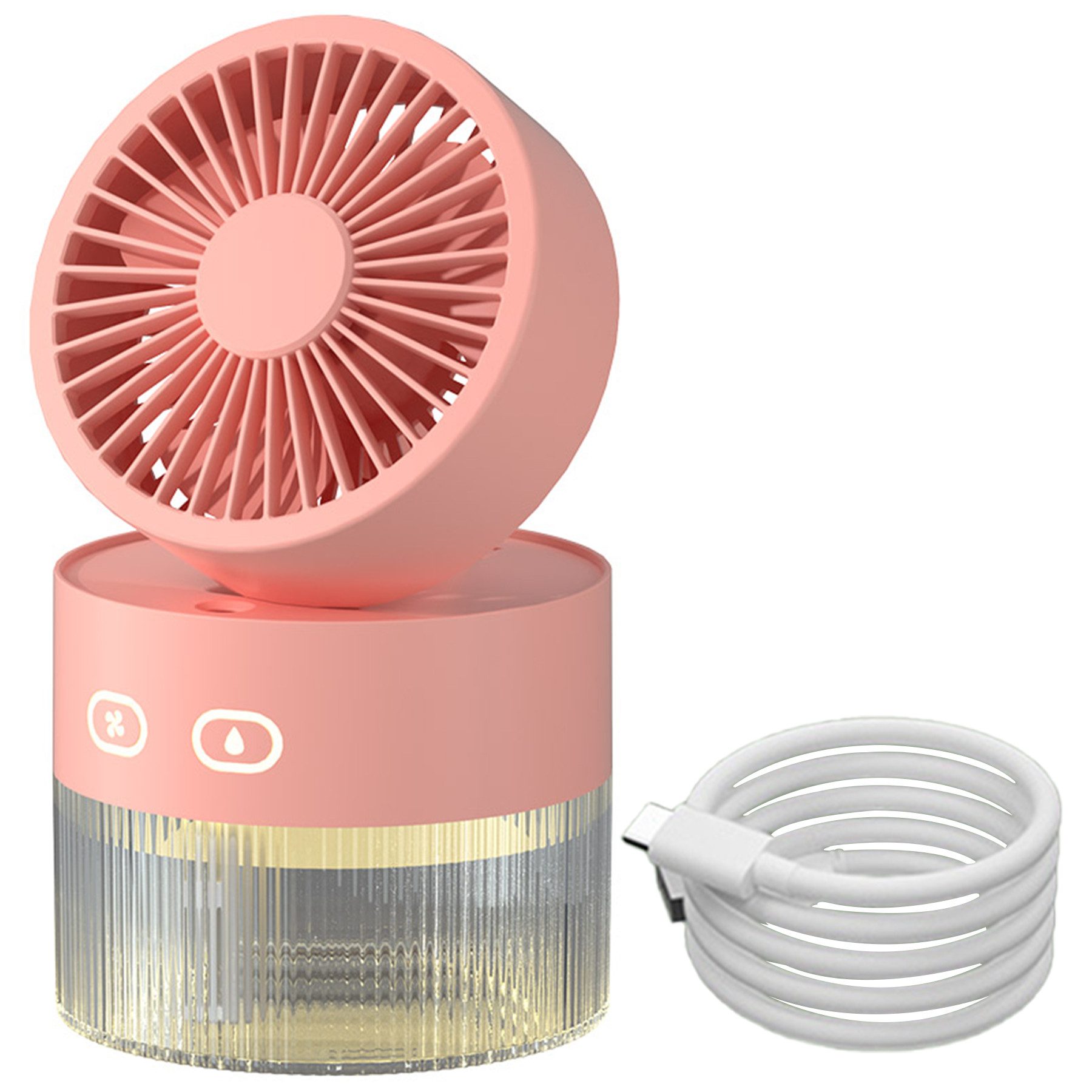 Senmudi Tischventilator Tragbarer Ventilator mit Wassernebel,USB betrieben,Ohne Batterie, 3 Geschwindigkeiten,für Home Office Schlafzimmer Tisch Desktop