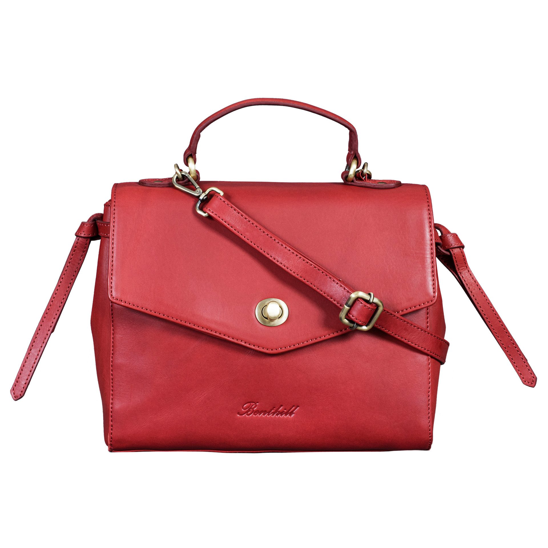 Benthill Handtasche Damen Echt Leder Handtasche Frauen Henkeltasche Vintage Schultertasche, Schultergurt / Umhängegurt Reißverschlussfach
