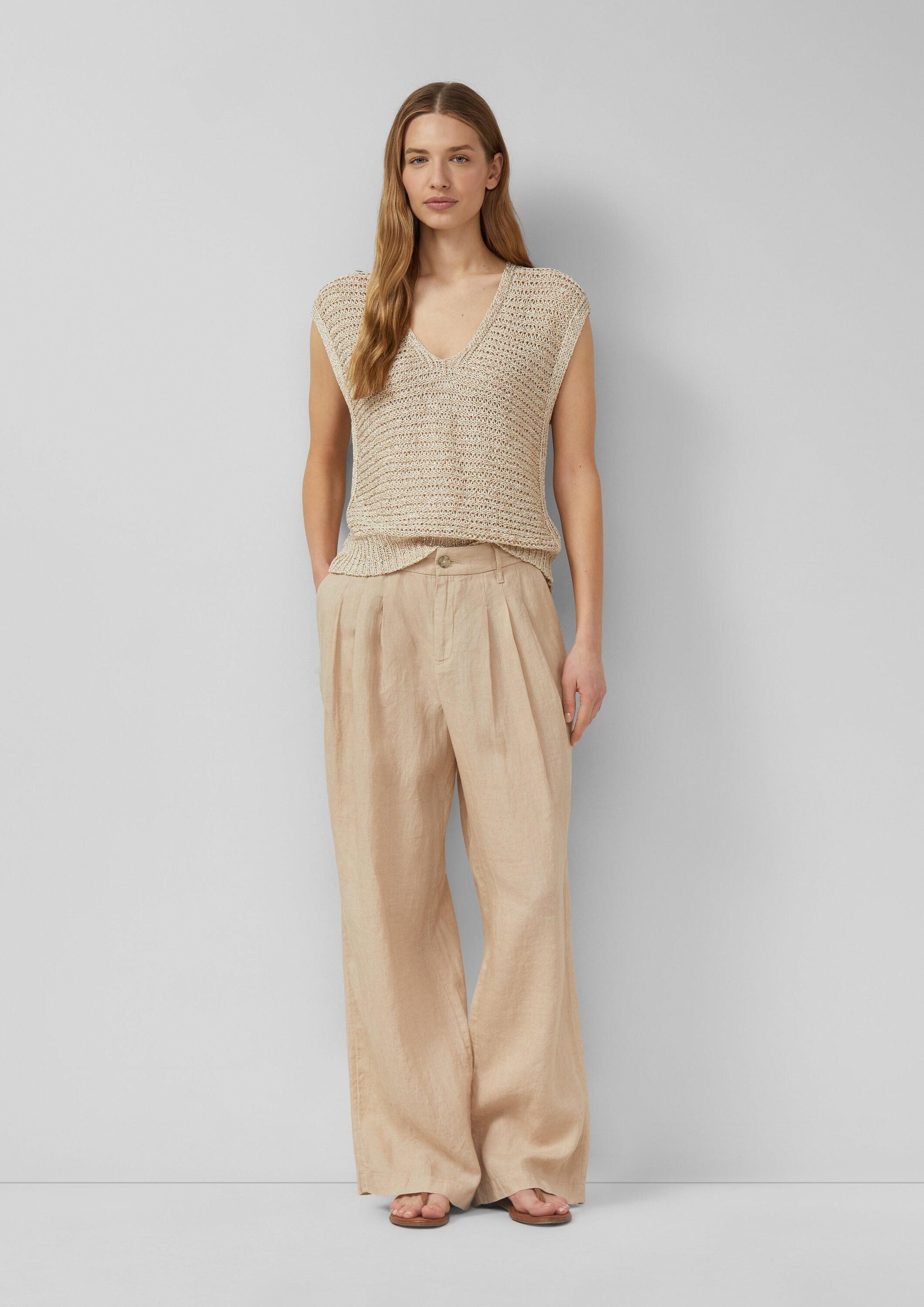 s.Oliver Chinos Hose Hose / Extra Wide Leg / High Rise aus Leinen