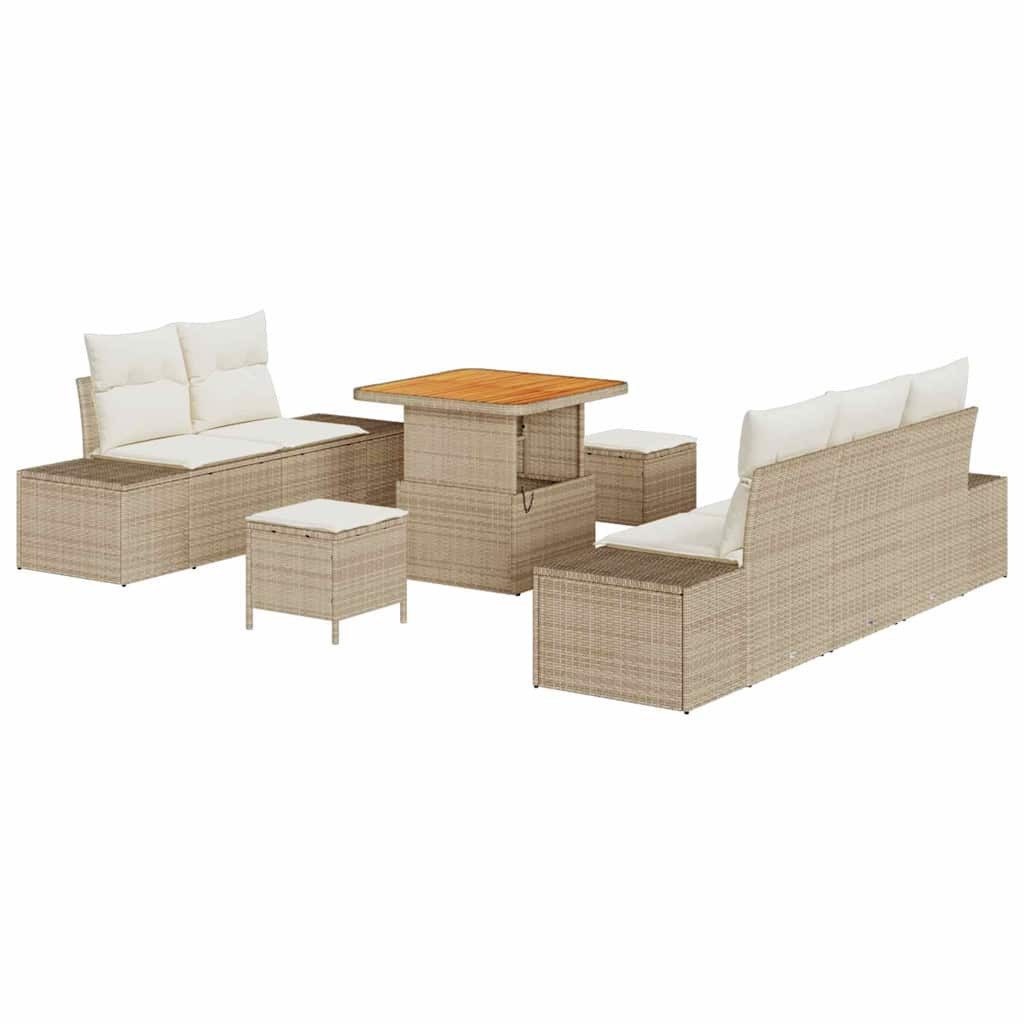 vidaXL Gartenlounge-Set Gartensofa-set 8 stk. Beige Poly-Rattan, (8-tlg)