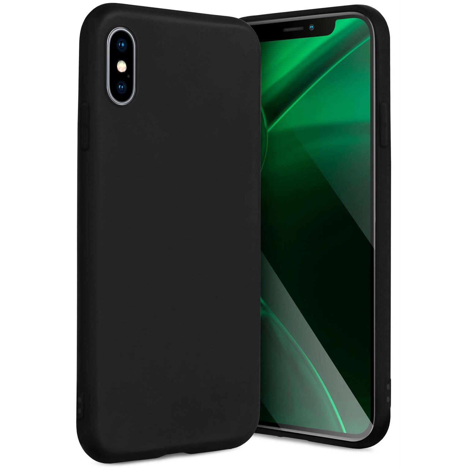 ONEFLOW Handyhülle für iPhone X Hülle Dünn SlimShield Pro Schwarz 5,8 Zoll, Backcover TPU Case Handyhülle minimalistisch Schutzhülle Erhöhter Rand