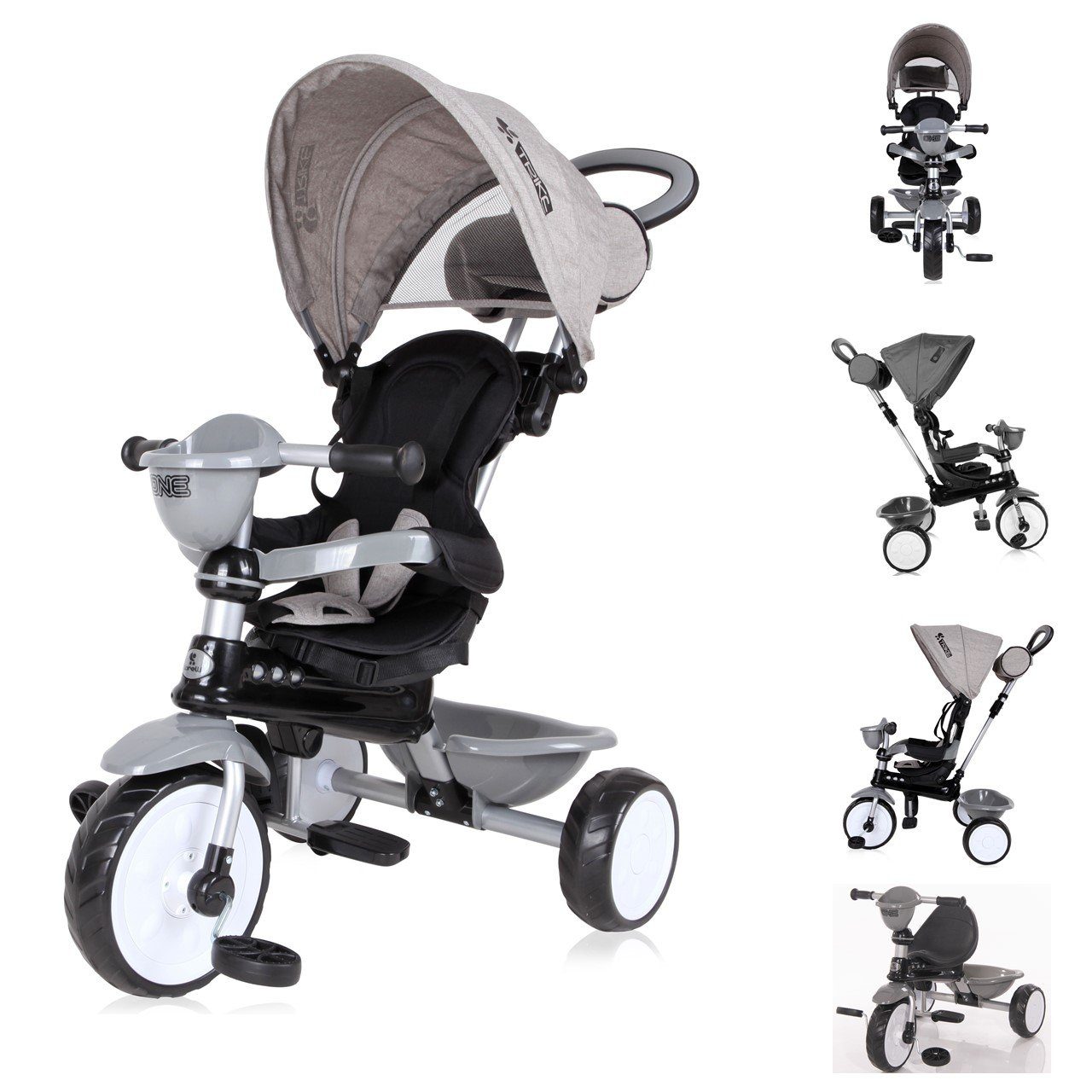 Lorelli Dreirad Tricycle One 3 in 1, EVA-Reifen Schiebestange Anti-Rutsch Pedale umbaubar