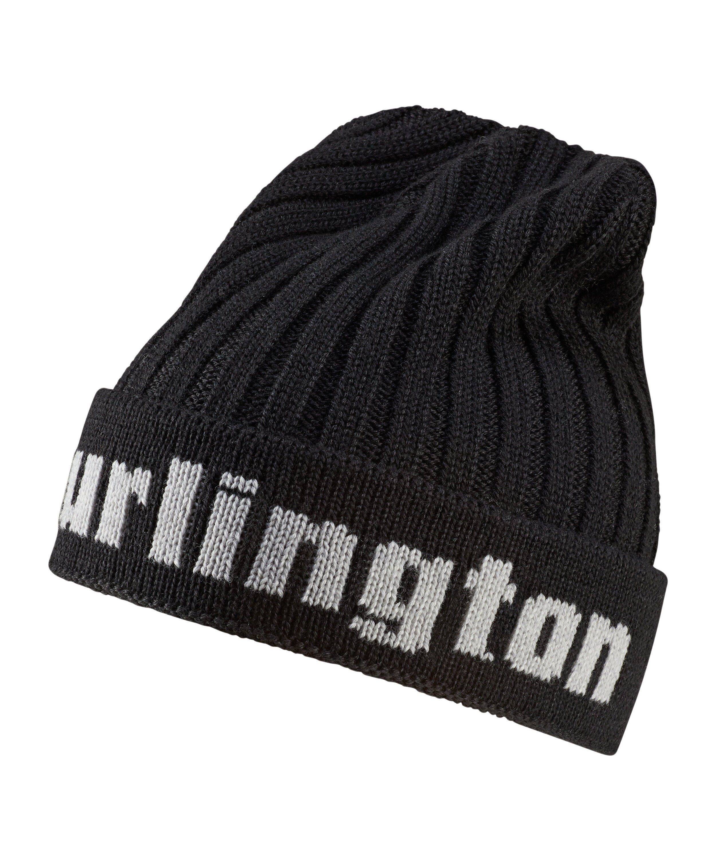 Burlington Strickmütze (3000) Rippstruktur mit (1-St) Logo black breiter