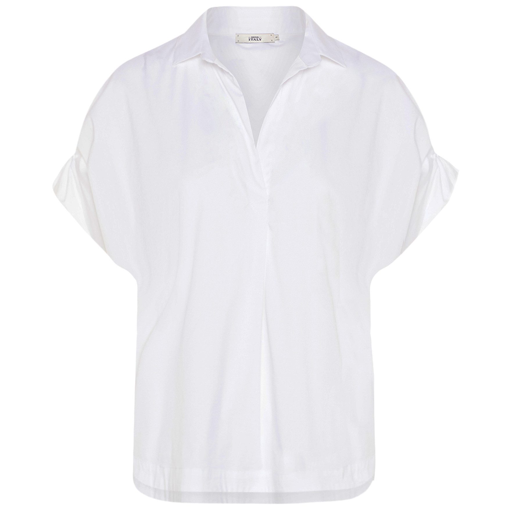 0039 Italy Langarmbluse 0039 ITALY Bluse DERRY FANCY mit Baumwolle - Weiß