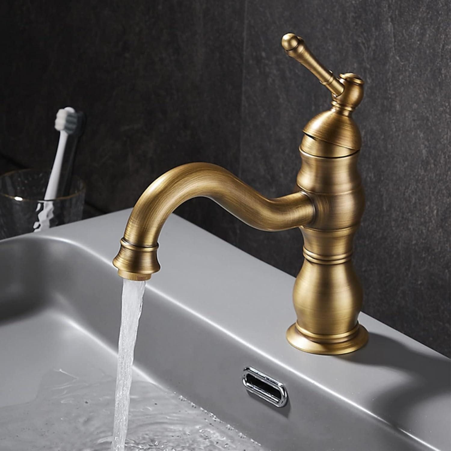 LuxusKollektion Waschtischarmatur Kisimixer Wasserhahn Antik Bronze 360° Sc günstig online kaufen