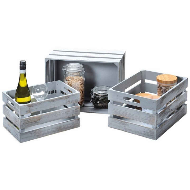 KESPER® Dekokiste KESPER 91670 Aufbewahrungsboxen 3er Set/Dekokisten aus Paulowinaholz