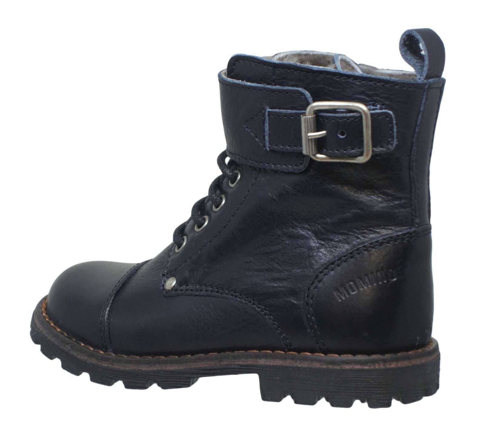 Momino Momino 6407M Kinder Boots Stiefeletten Leder Lammfell blau Stiefelette