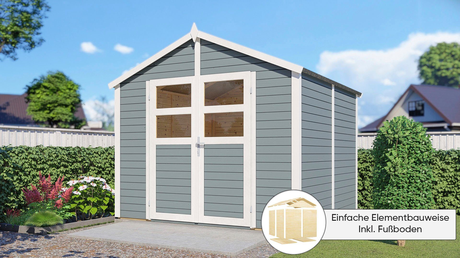KONIFERA Gartenhaus Visby 4, BxT: 258x251 cm, Inklusive Fussboden, in 4 Größen und 2 Farben