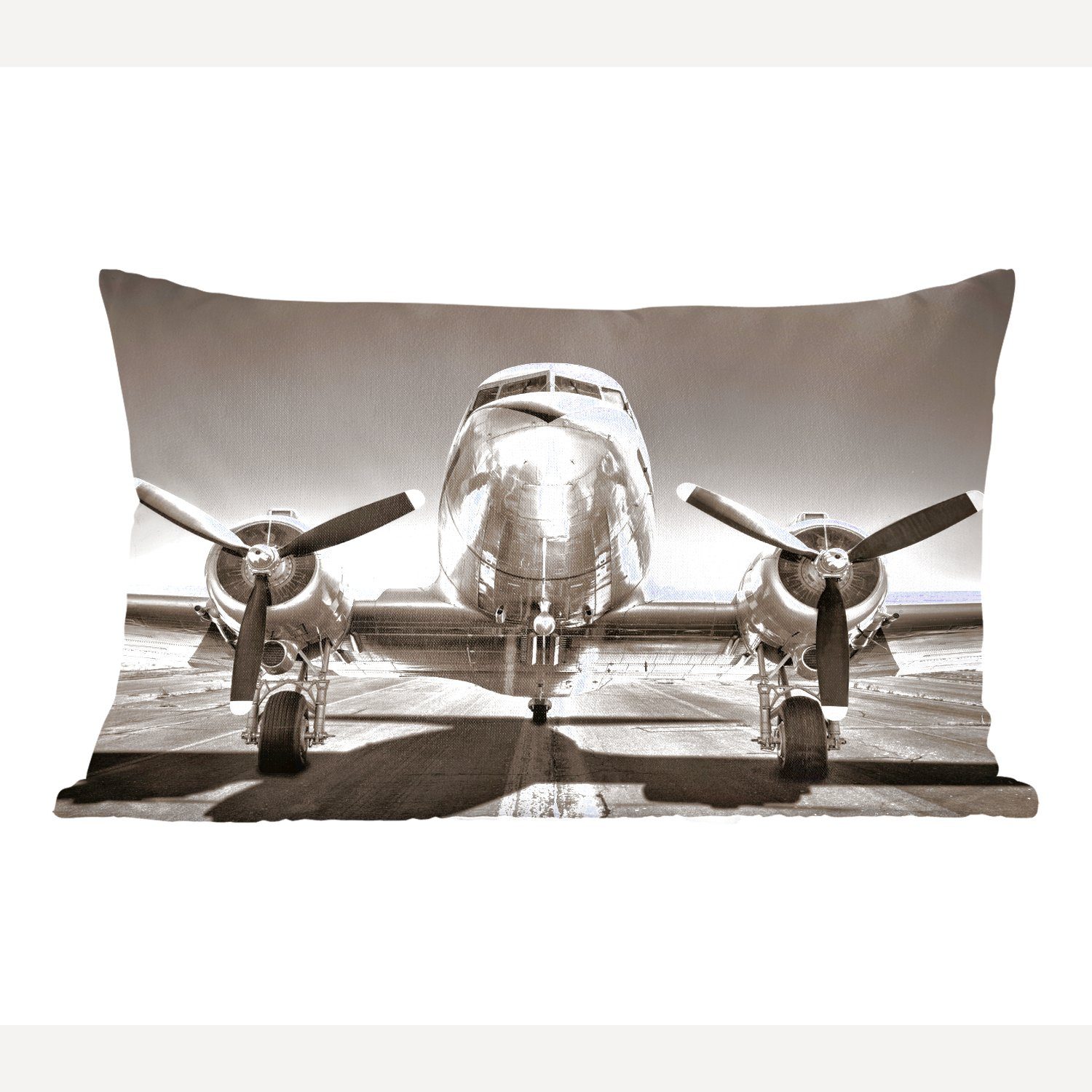 Vintage Propeller, mit Zierkissen, Schlafzimmer MuchoWow Füllung, - Dekokissen - Wohzimmer Dekoration, Flugzeuge Dekokissen