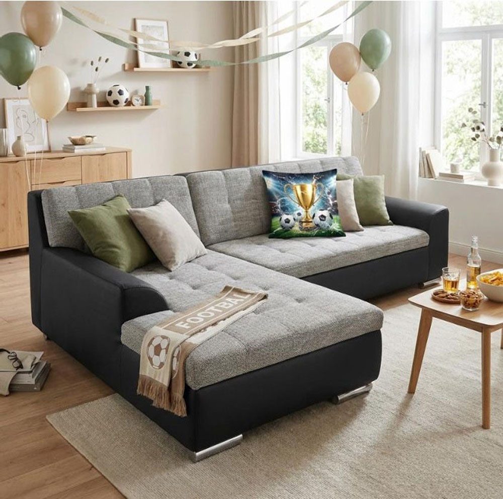 DOMO collection Ecksofa TREVISO viele Bezüge, auch in Cord, L-Form, 267x178 cm, wahlw. mit Bettfunktion, inkl. Zierkissen, Unser Dauertiefpreis