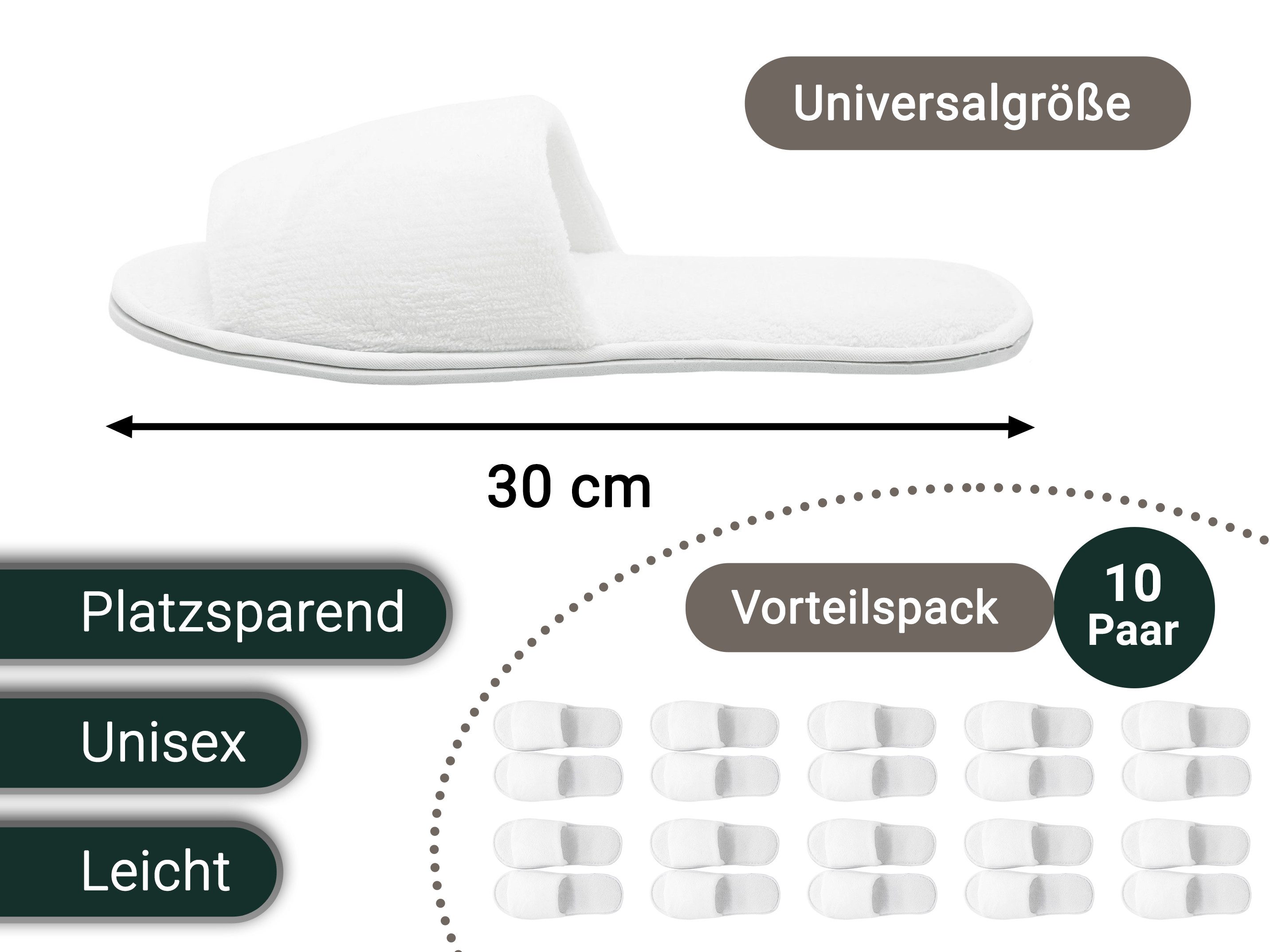 ZOLLNER Pantoffel (10-tlg) 100% Polyester, vom Hotelwäschespezialisten