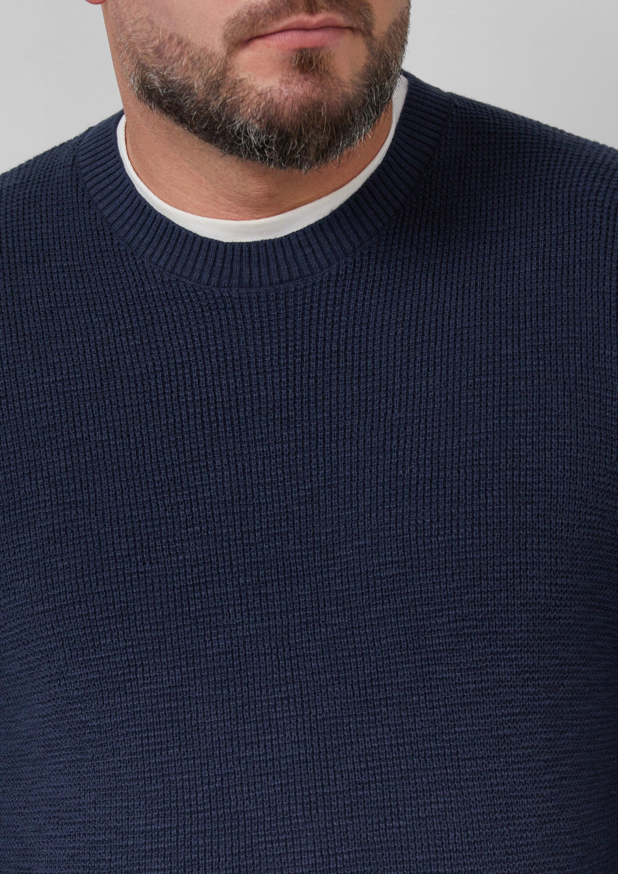 s.Oliver Longpullover Strickpullover Strickpullover mit Crew Neck und Strukturmuster