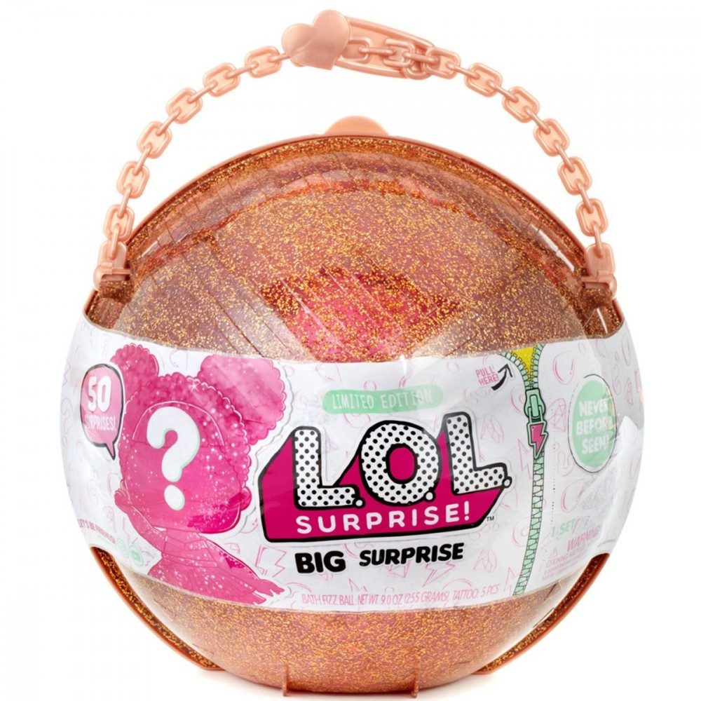 MGA ENTERTAINMENT Anziehpuppe Spielfigur L.O.L. Surprise, Big Surprise, Ball mit Puppen (50-tlg., 549093E5C), 50 Überraschungen, exklusive Puppen und Accessoires, ab 6 Jahren