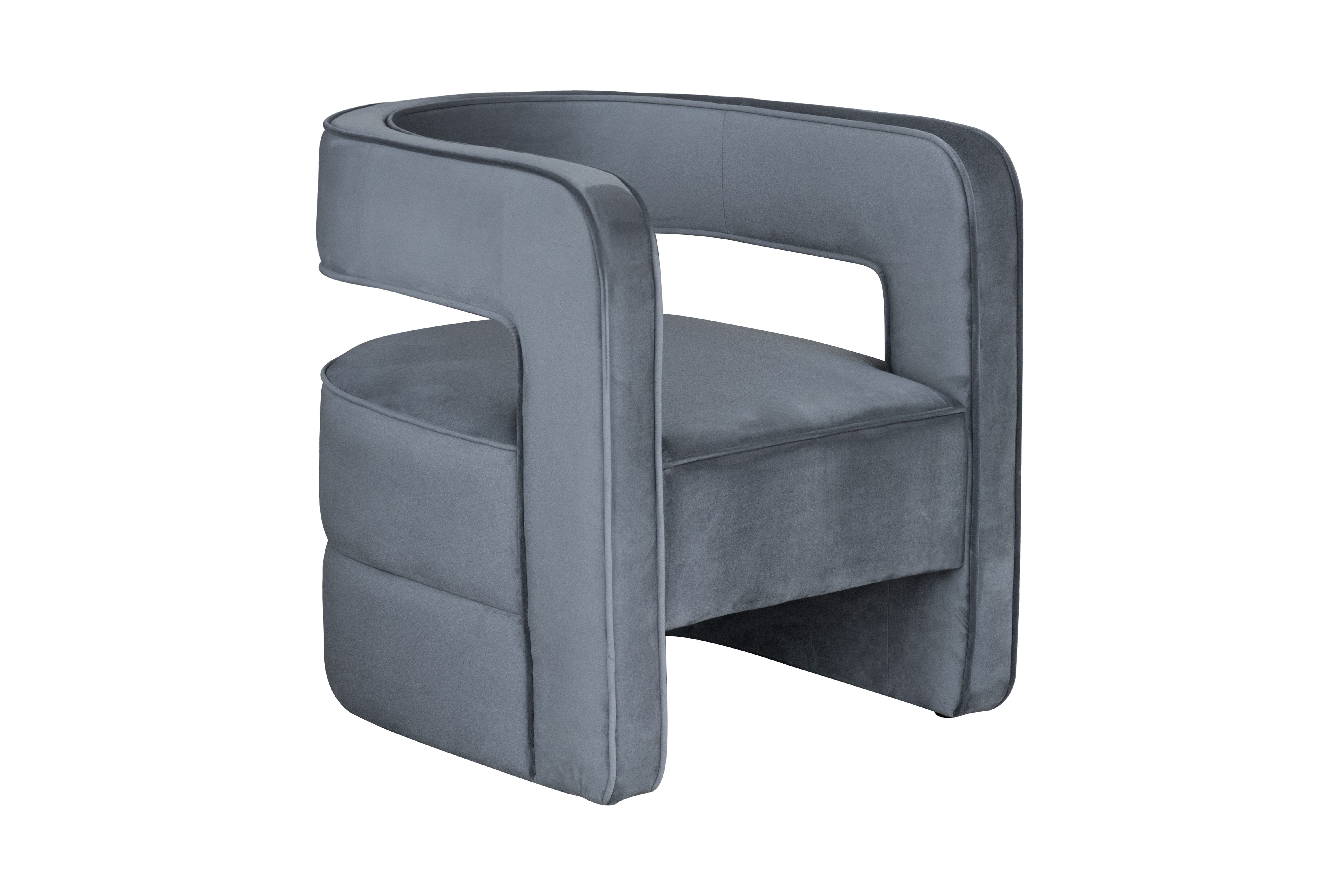 Qiyano Sessel Moderner Lounge-Sessel Grau - Samtbezug, Hoher Sitzkomfort