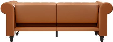 Dorel Home 3-Sitzer Felix, Schlafsofa 236 cm, (Liegefläche 108x190cm), Rückenlehne, 3-fach verstellbar, Velours, Kunstleder, Luxus-Microfaser Vintage