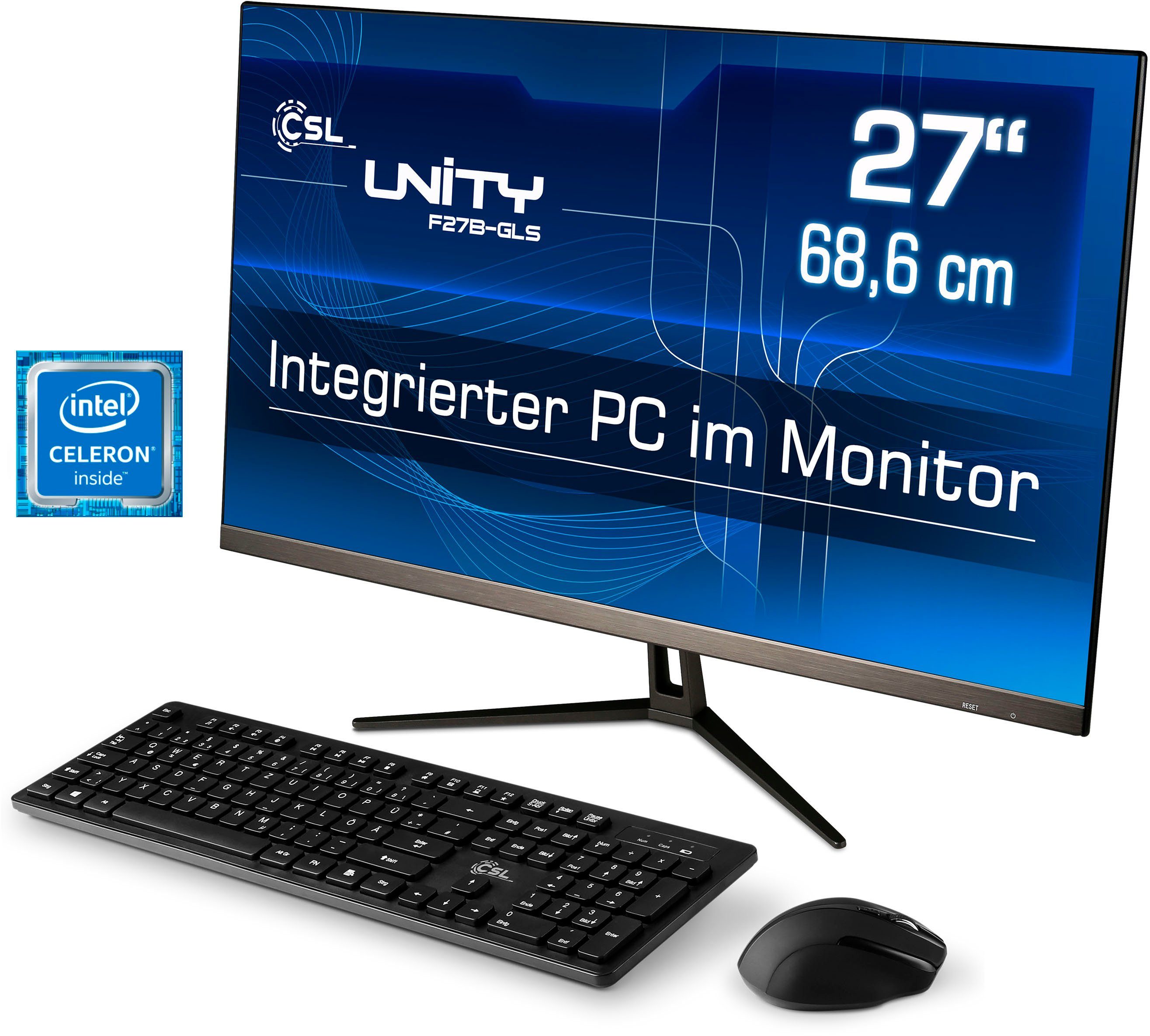 mit N4120, Unity RAM, Zoll, CSL SSD) GB 10 (27 Celeron 16 Celeron® 128 600, F27-GLS UHD GB Intel® Graphics Pro Windows All-in-One PC