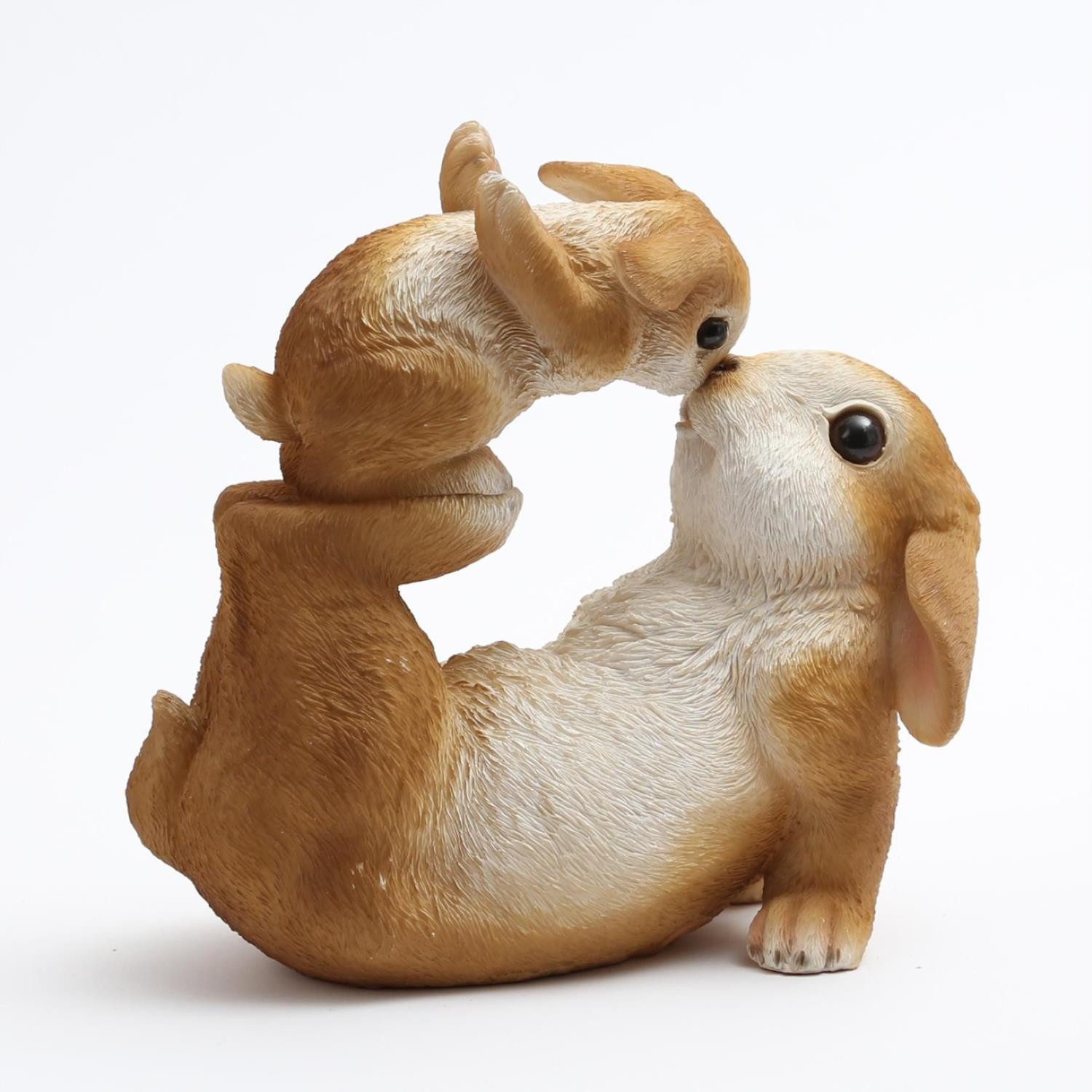 MARELIDA Dekofigur Spielende Hasen Osterhase liegend Frühlingsdeko Ostern Polyresin braun