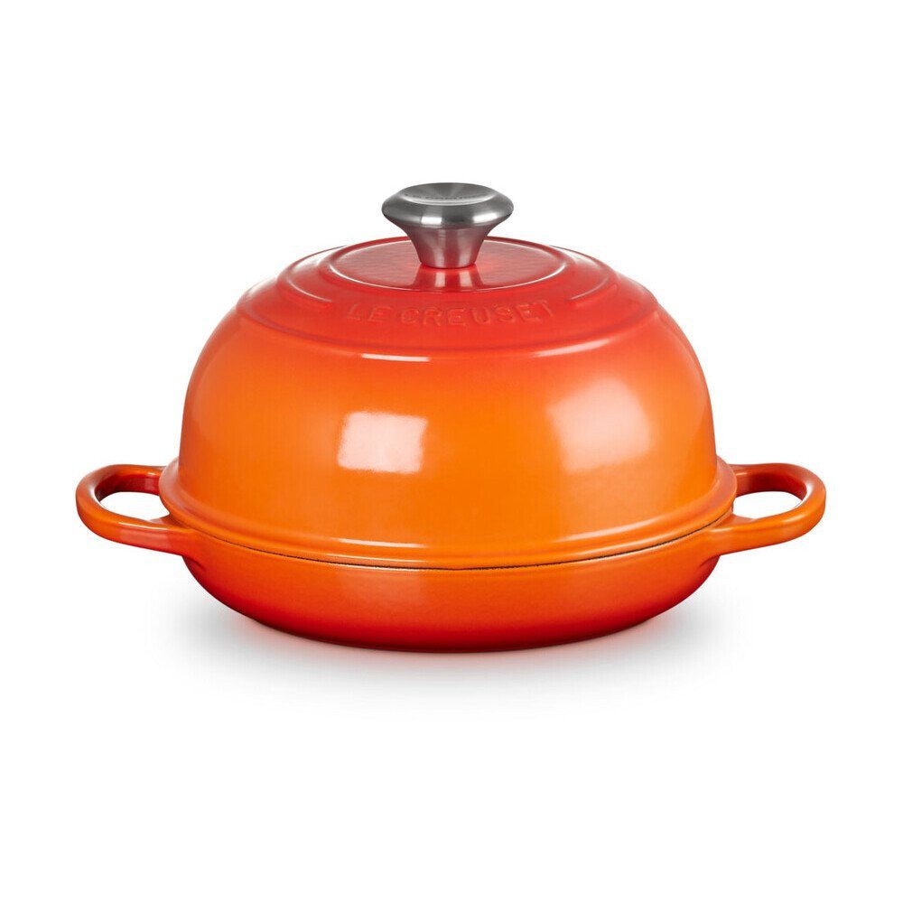 LE CREUSET Bräter Brot-Bräter 24 cm Signature Ofenrot, Emailliertes Gusseisen, Brottopf, Cocotte, zum Brotbacken & Schmoren, Ø24cm, Made in France