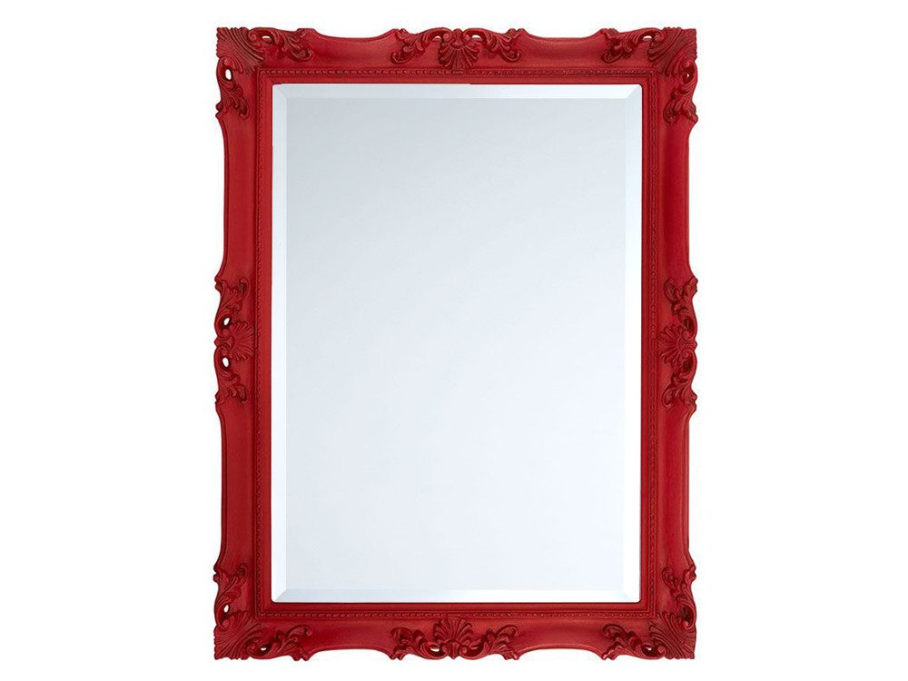 ASR Rahmendesign Wandspiegel Darlene, 62×82×5,5 cm, mattes Rubinrot, rechteckig, Einzelstück, Matt-rubinroter Vintage-Look, handgefertigt, mit Facettenspiegel