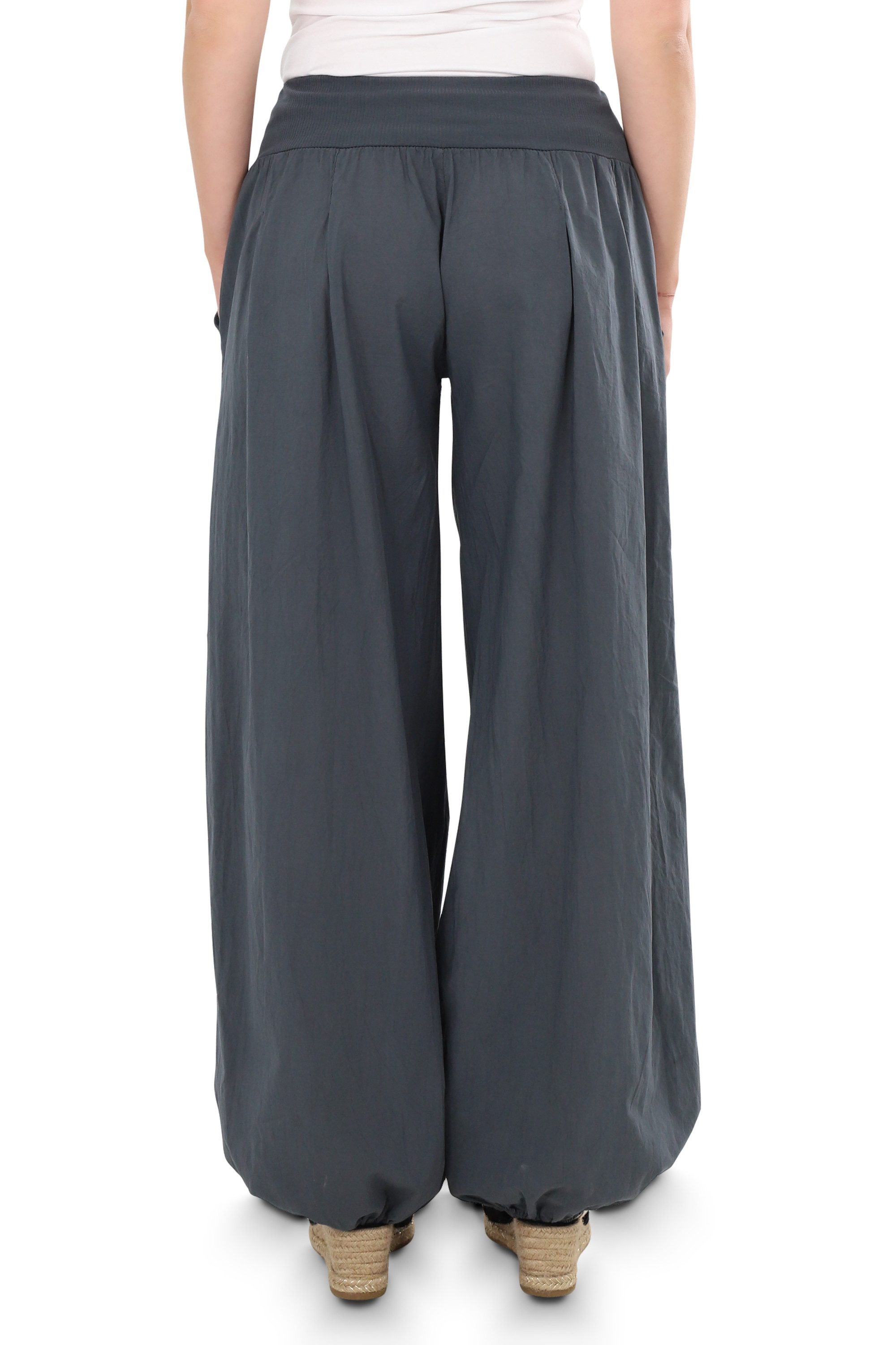 malito more than fashion Haremshose malito Damen Pumphose mit Zierknöpfen 23245P Sommer Aladinhose Freizeithose locker & lässig Einheitsgröße