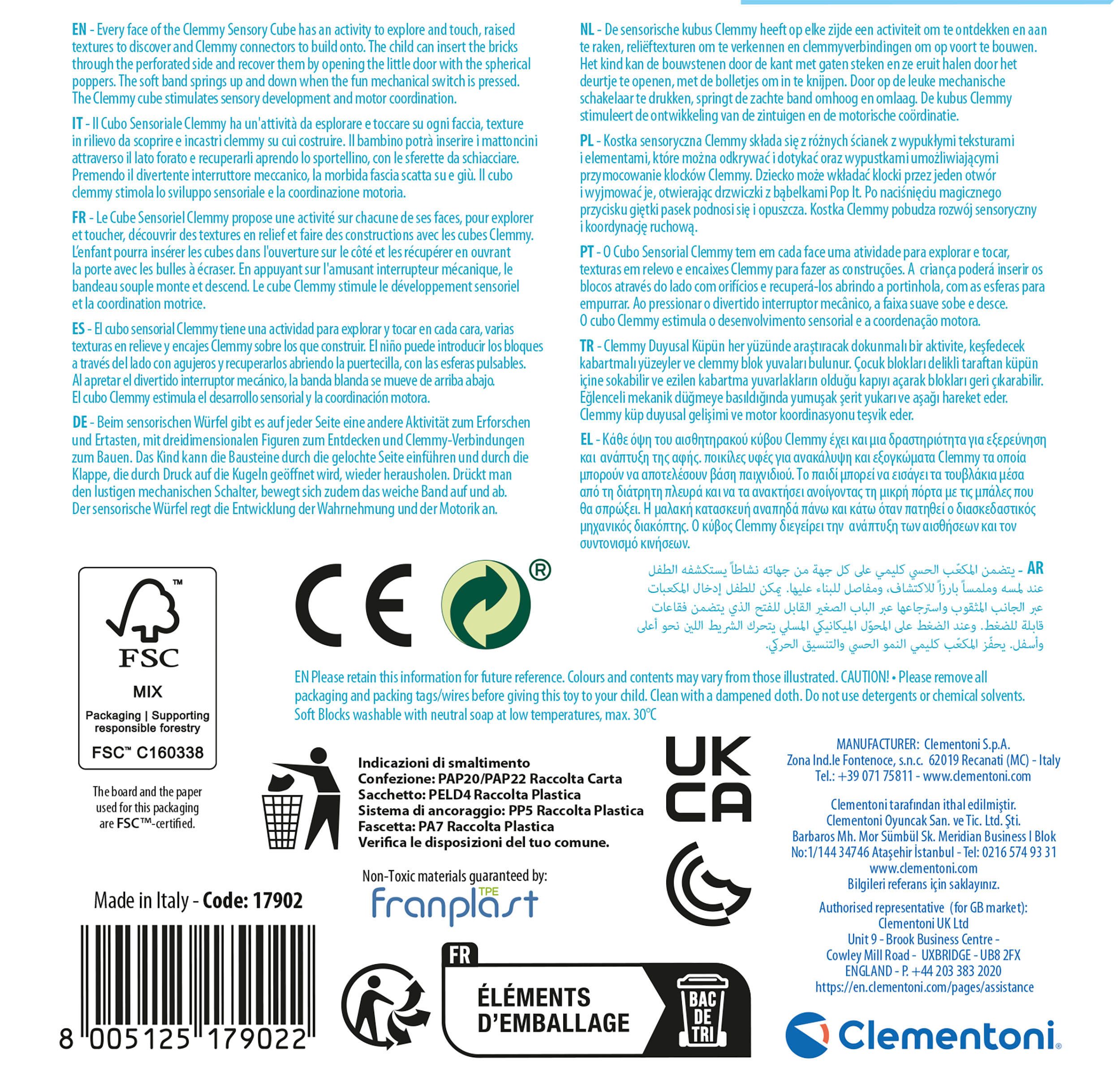 Clementoni® Clemmy, Sensorischer Würfel Konstruktions-Spielset, Made in Europe