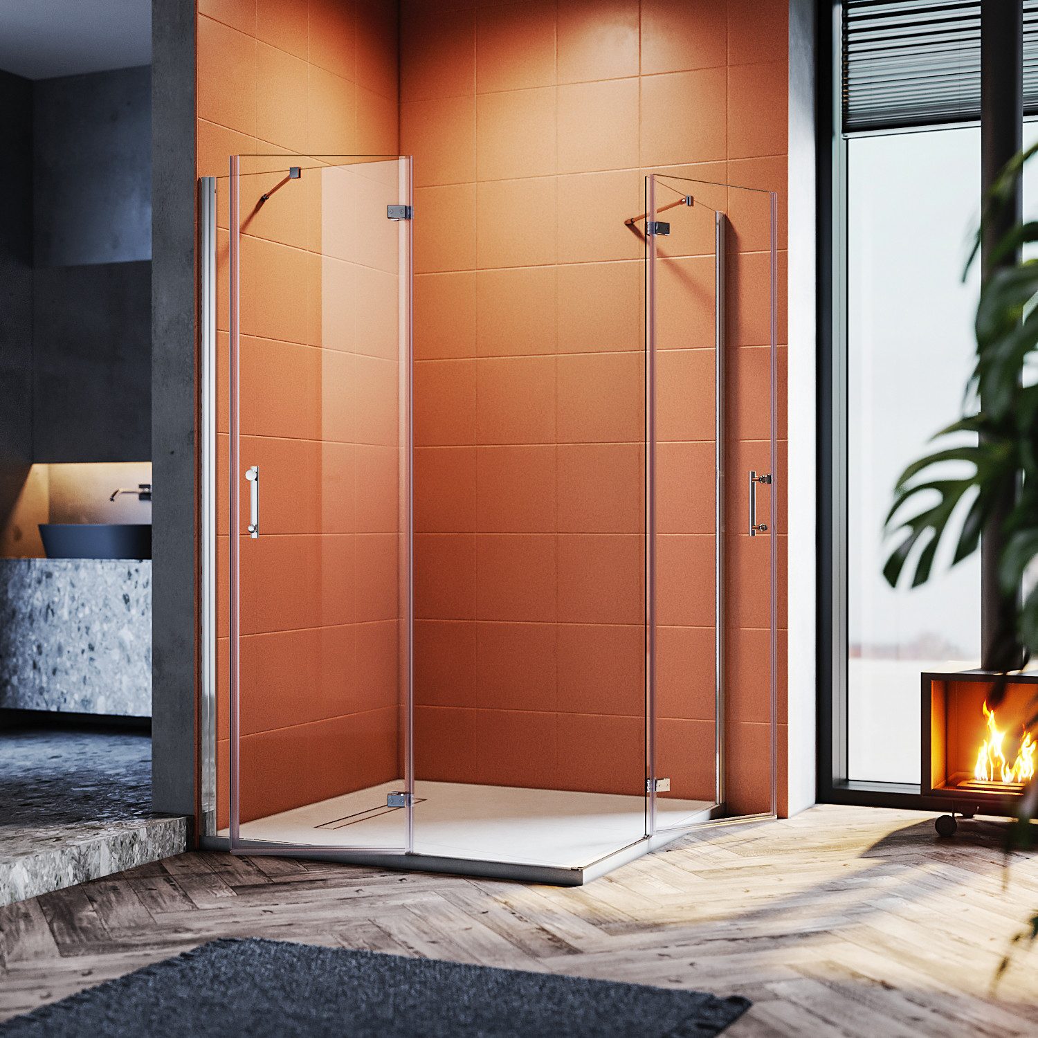 SONNI Eckdusche Duschkabine Sicherheitsglas Scharniertür Dusche Eckeinstieg günstig online kaufen