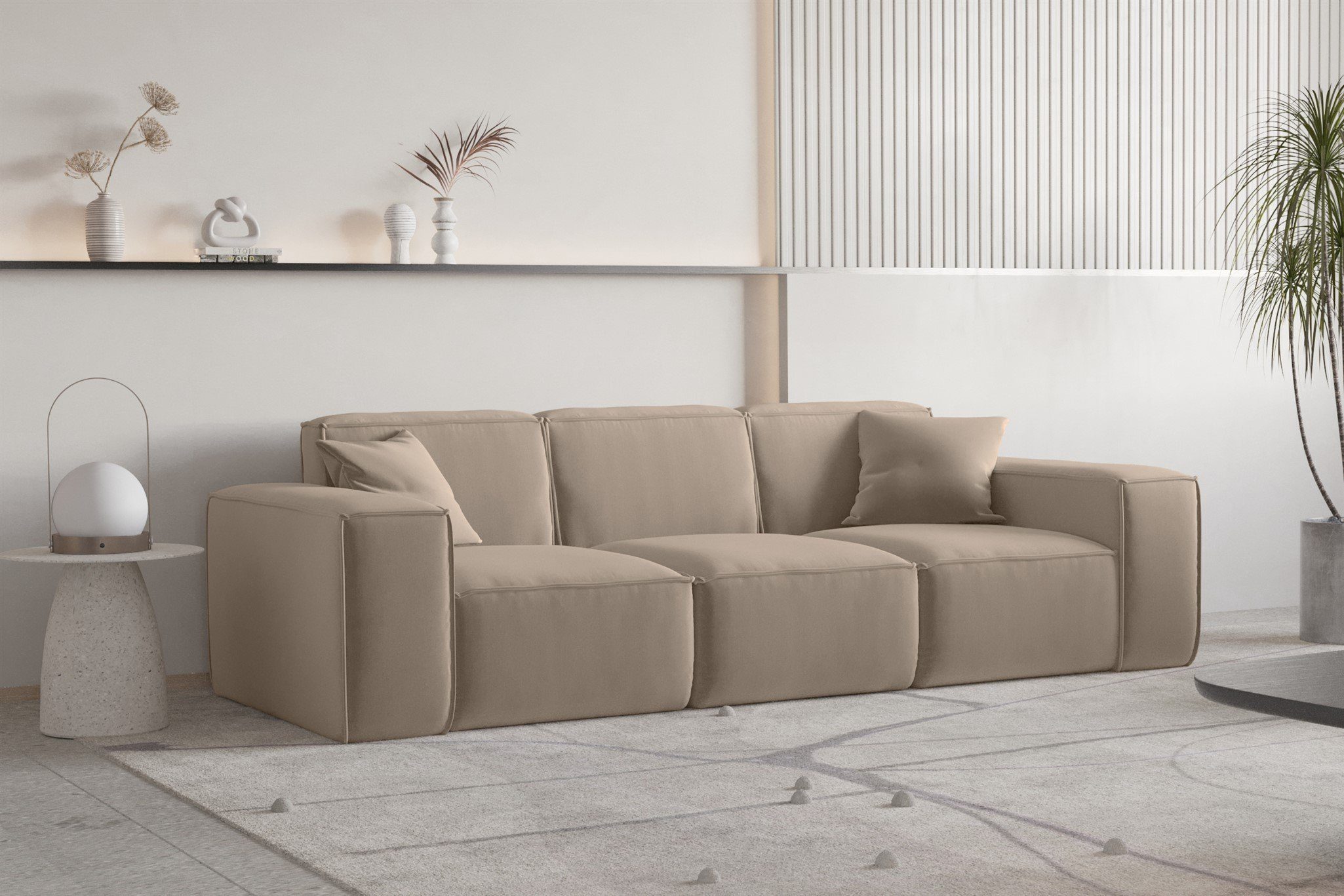 Stoff) (inkl. CELES Sofaset 3-2-1 PREMIUM 3-2-1 Zierkissen, Polstergarnitur in Sofaset Designersofa Premium Möbel Fun Designersofa 5 in Stoff, CELES