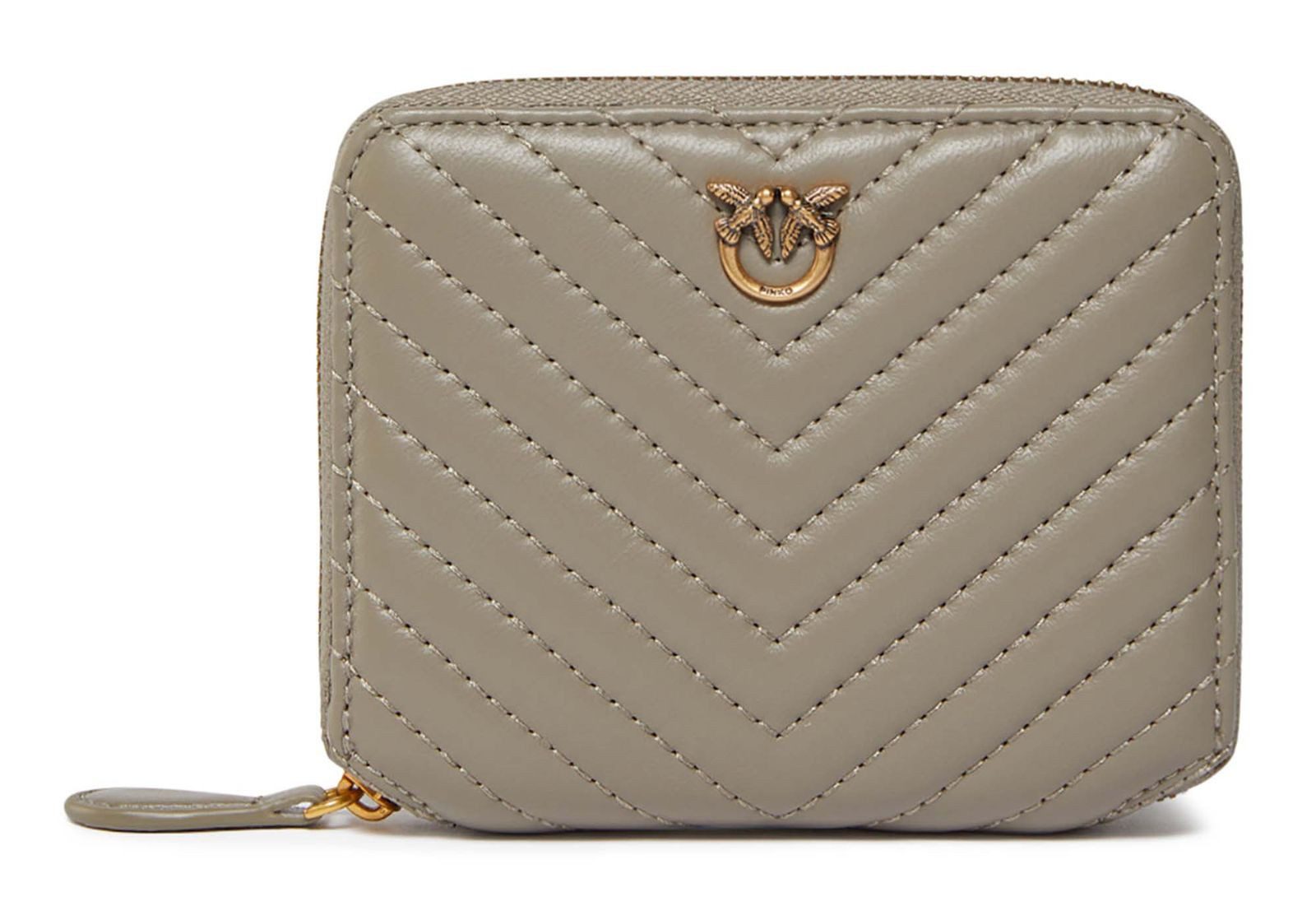 PINKO Geldbörse Zip Around Sheep Nappa Chevron, aus echtem Schafsleder