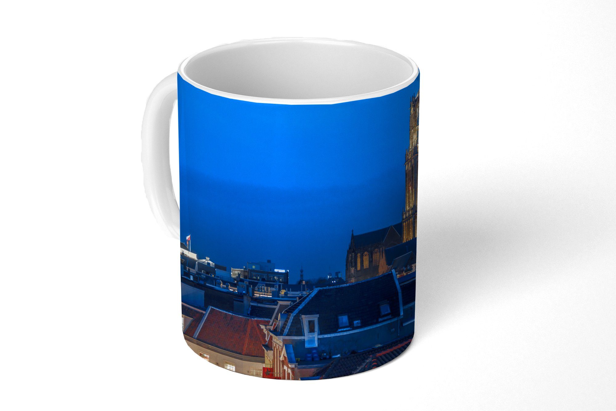 MuchoWow Tasse Tasse Kaffeetasse Kaffeebecher 350 ml Utrecht - Nacht - Licht Teetasse, 1-tlg., Tasse, Tasse Geschenk Becher Kaffeetasse