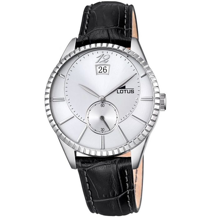 Lotus Quarzuhr Lotus Herren Uhr L18322/1 Leder (Armbanduhr) Herren Armbanduhr rund groß (ca. 41mm) Lederarmband schwarz