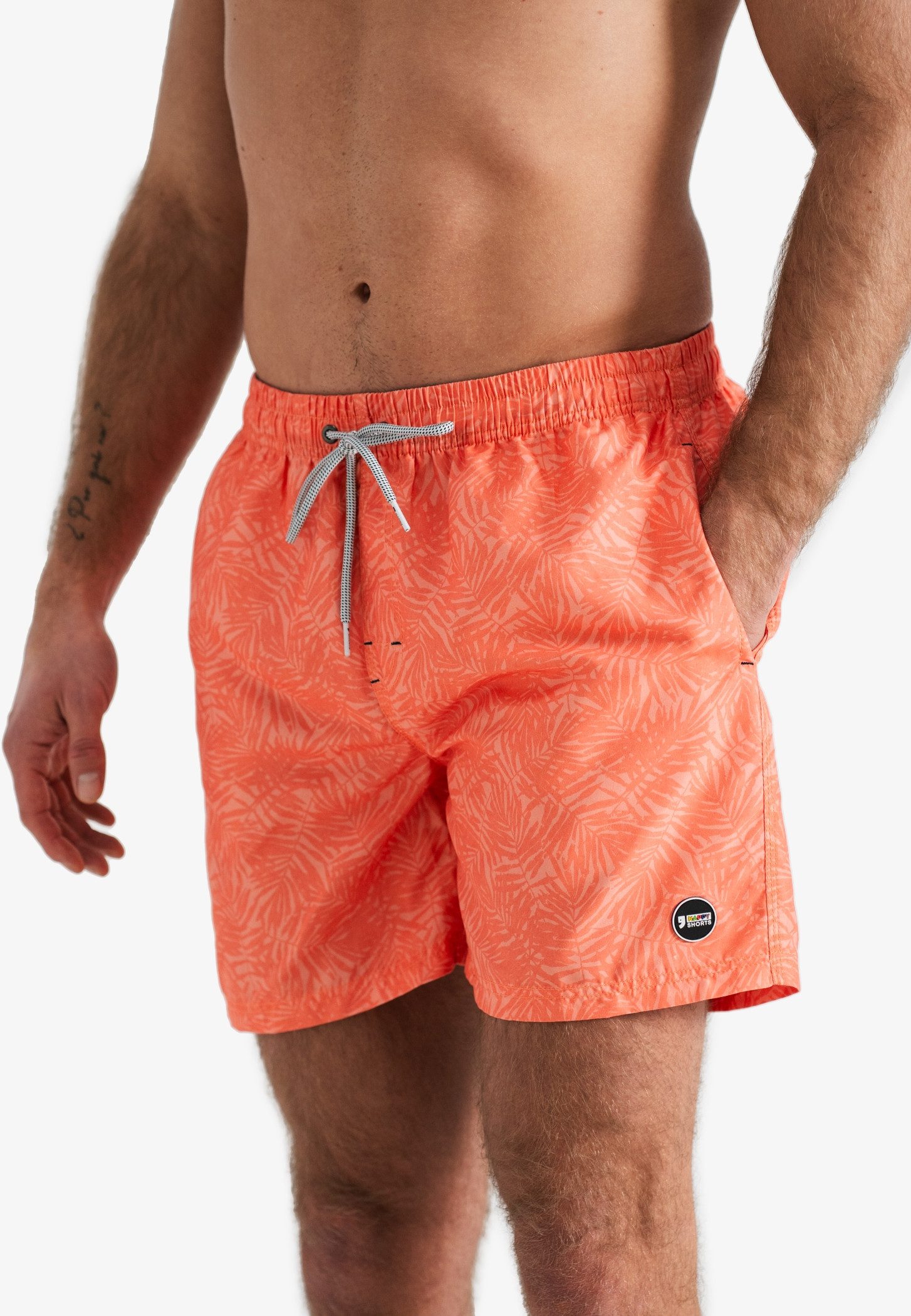 HAPPY SHORTS Badehose HAPPY SHORTS Herren Badeshorts Strandshort Palmenblät günstig online kaufen