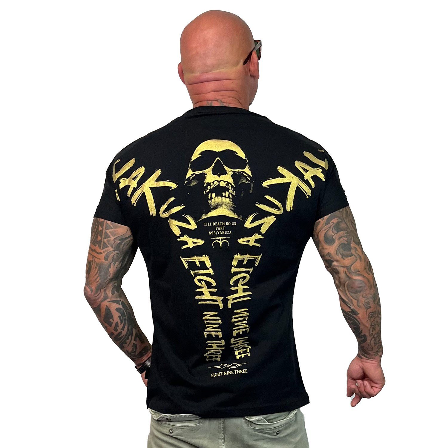 YAKUZA Tree VIP goldenem T-Shirt Metallic-Print mit Skull