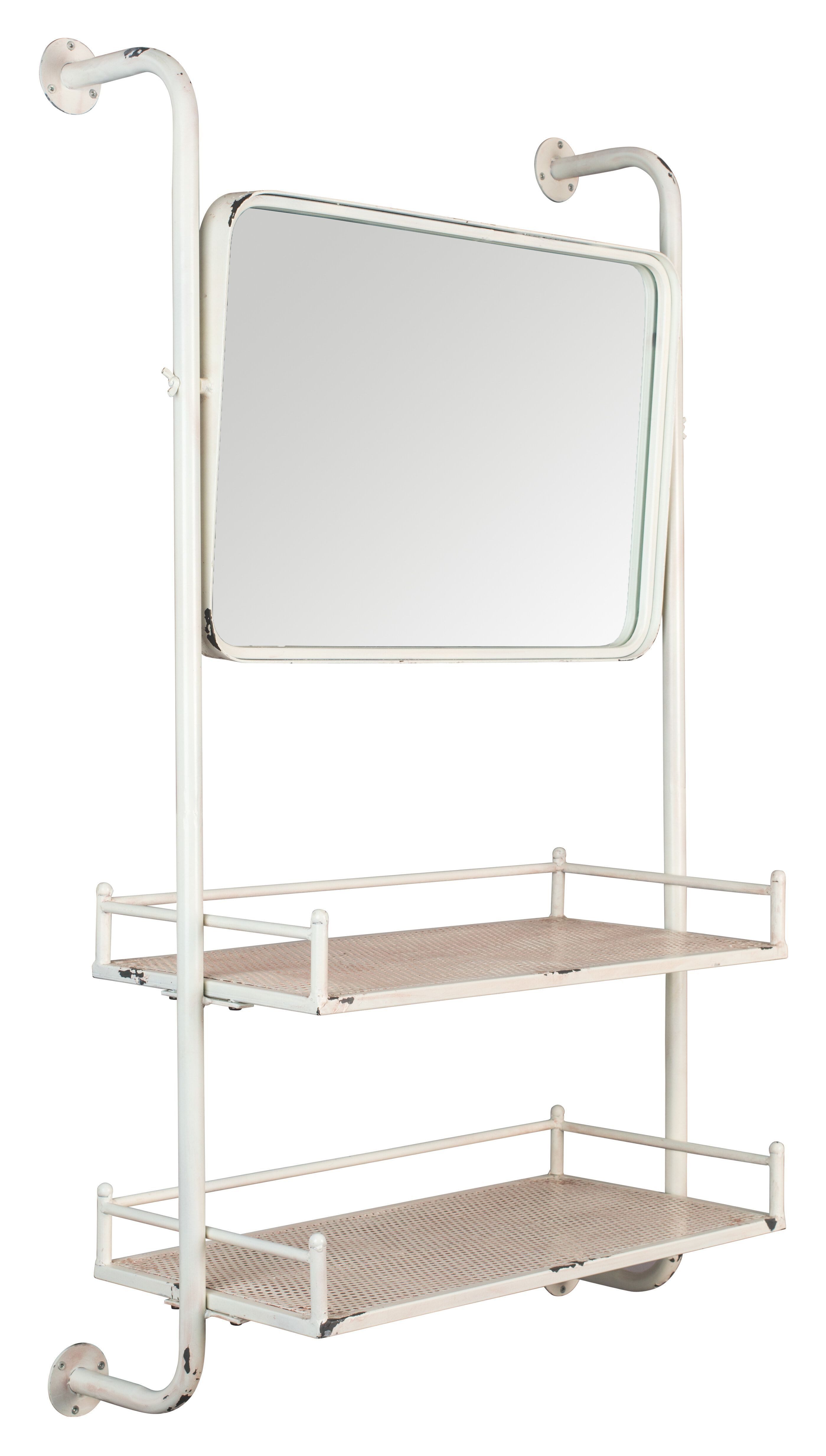 Dutchbone Badregal Wandregal Spiegel Vintage Barber Metall Used-Look 120/70 XL