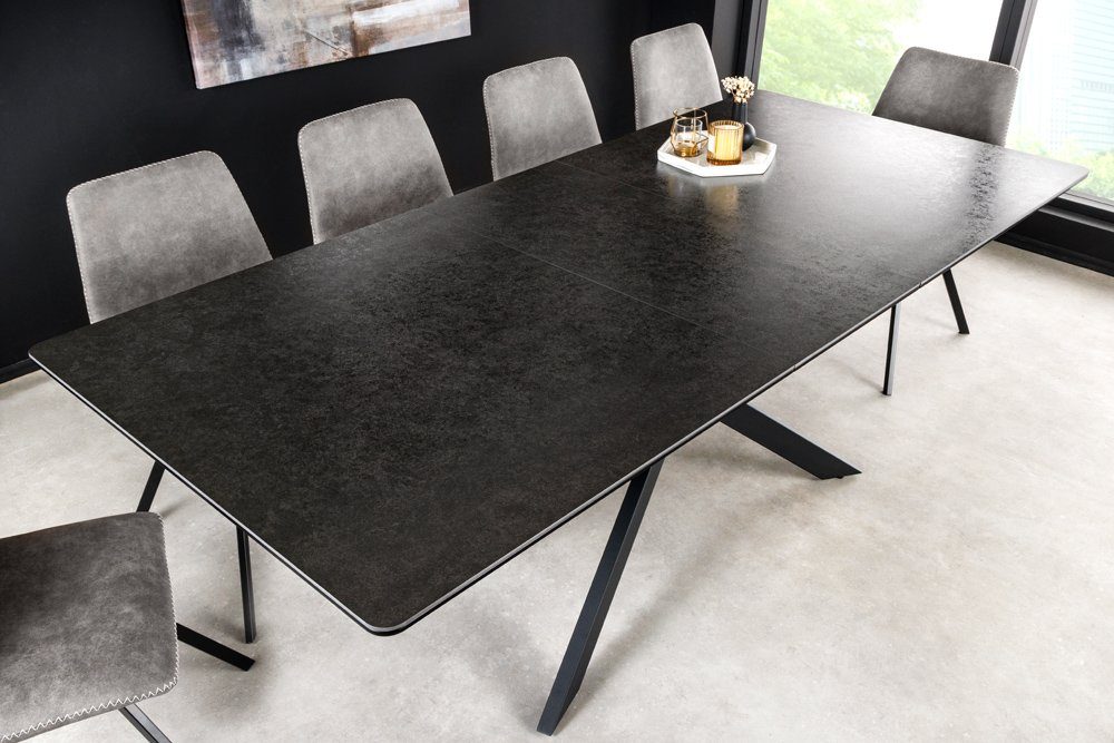 riess-ambiente Esstisch ALPINE 160-200cm anthrazit/schwarz - Keramik, ausziehbar, Metall (Einzelartikel, 1-St), mit Platz für 10 Personen – ideal für Esszimmer & Konferenzraum