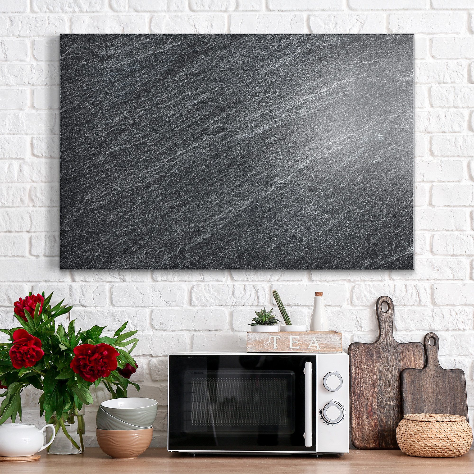 DEQORI Magnettafel 'Klassischer Schieferstein', Metall Whiteboard für alle Magnete, Magnetboard magnetisch