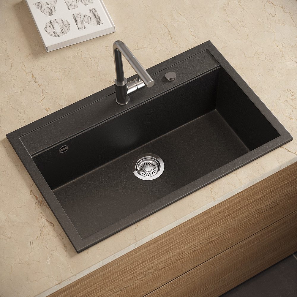 Bergstroem Granitspüle Sydney, Schwarz, 80 x 51 cm, Rechteckig, 80/51 cm, (1 St)