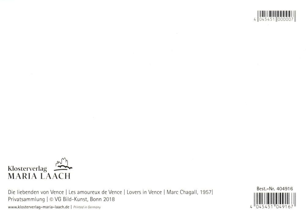 Kunstkarte von "Die Chagall Marc Liebenden Vence" Postkarte