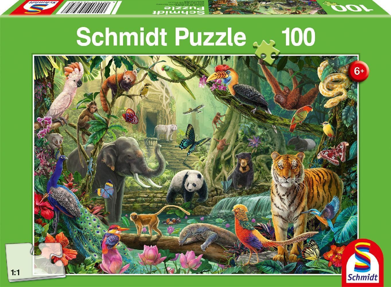 Schmidt Spiele Puzzle Bunte Tierwelt im Dschungel, 199 Puzzleteile