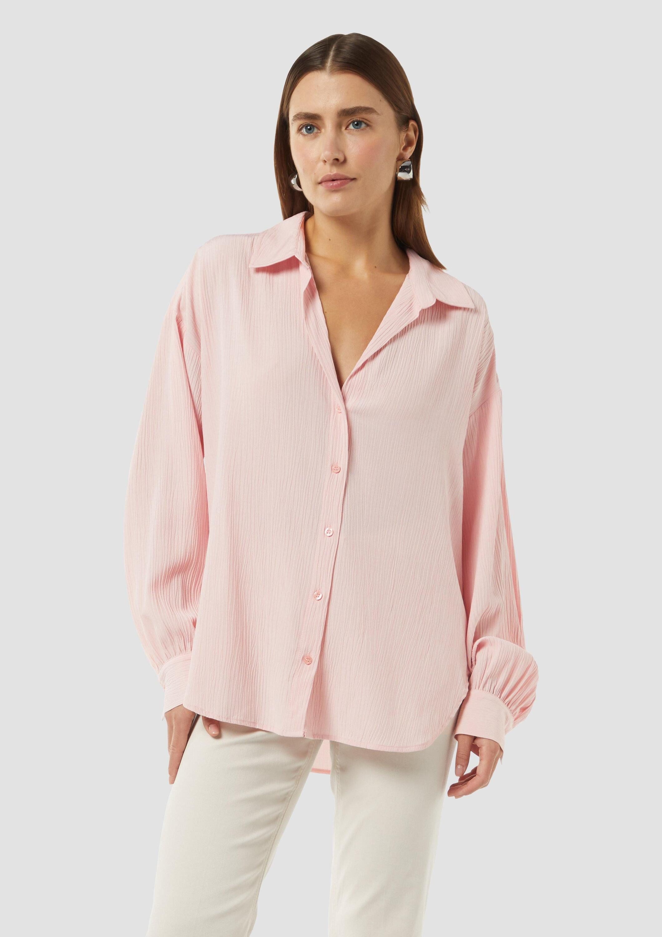 comma Langarmbluse Bluse Strukturierte Bluse mit Hemdkragen