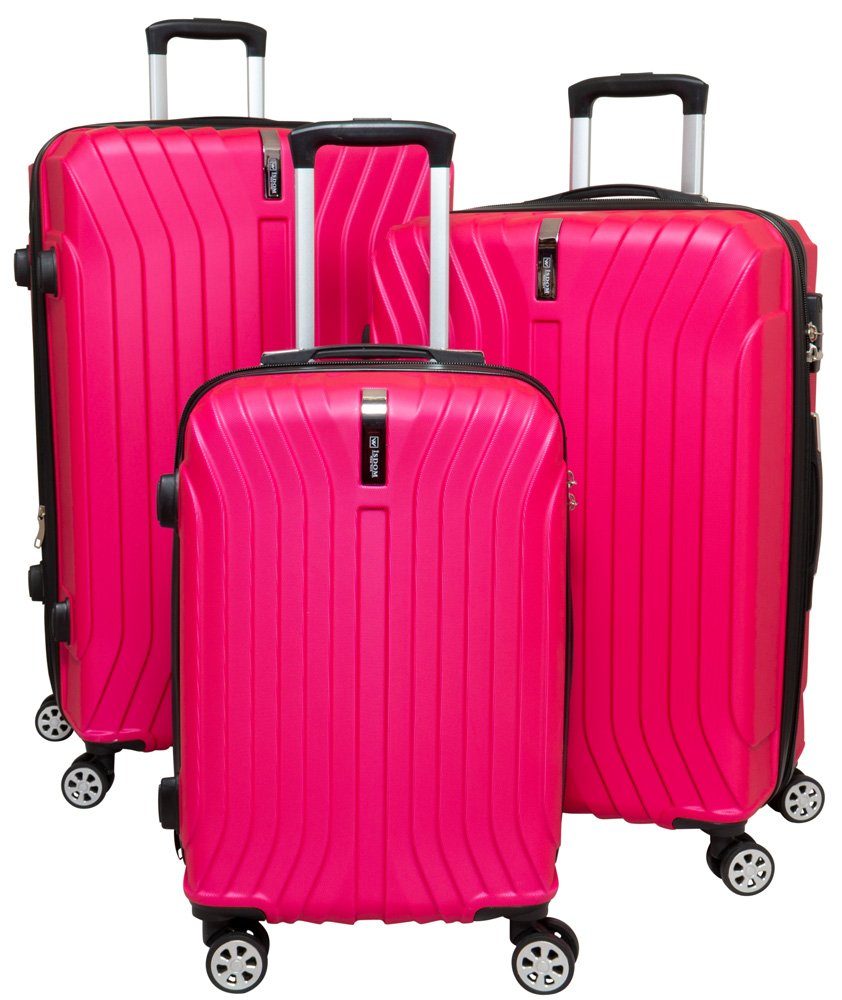 pink tlg., und Kofferset Rollen, XL leicht robust (Hartschale, Zahlenschloss, 4 3 Almeria, Zwillingsrollen, Trolley-Set), Trendyshop365