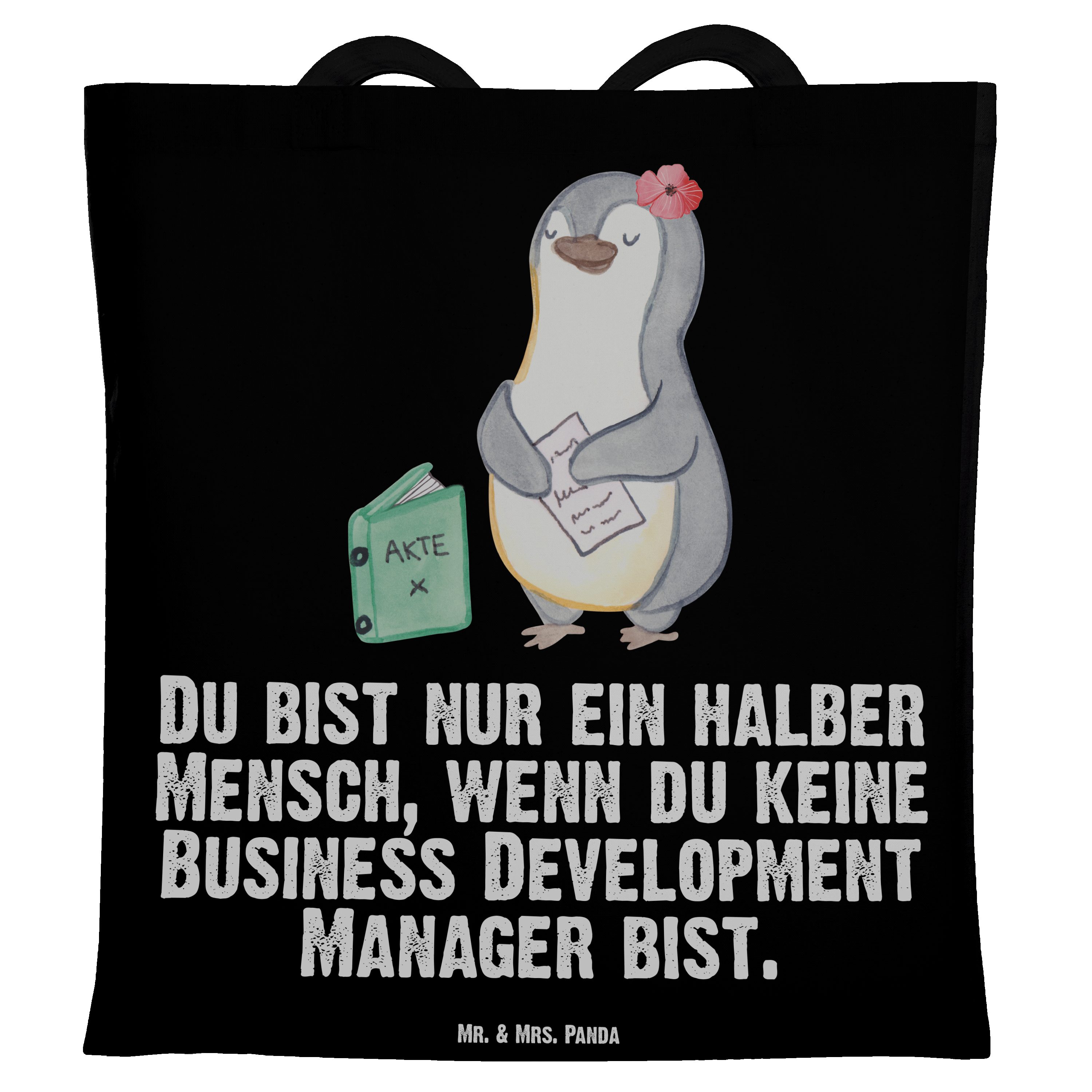 Mr. & Mrs. Panda Tragetasche Business Development Manager mit Herz - Schwarz - Geschenk, Jutebeute (1-tlg)